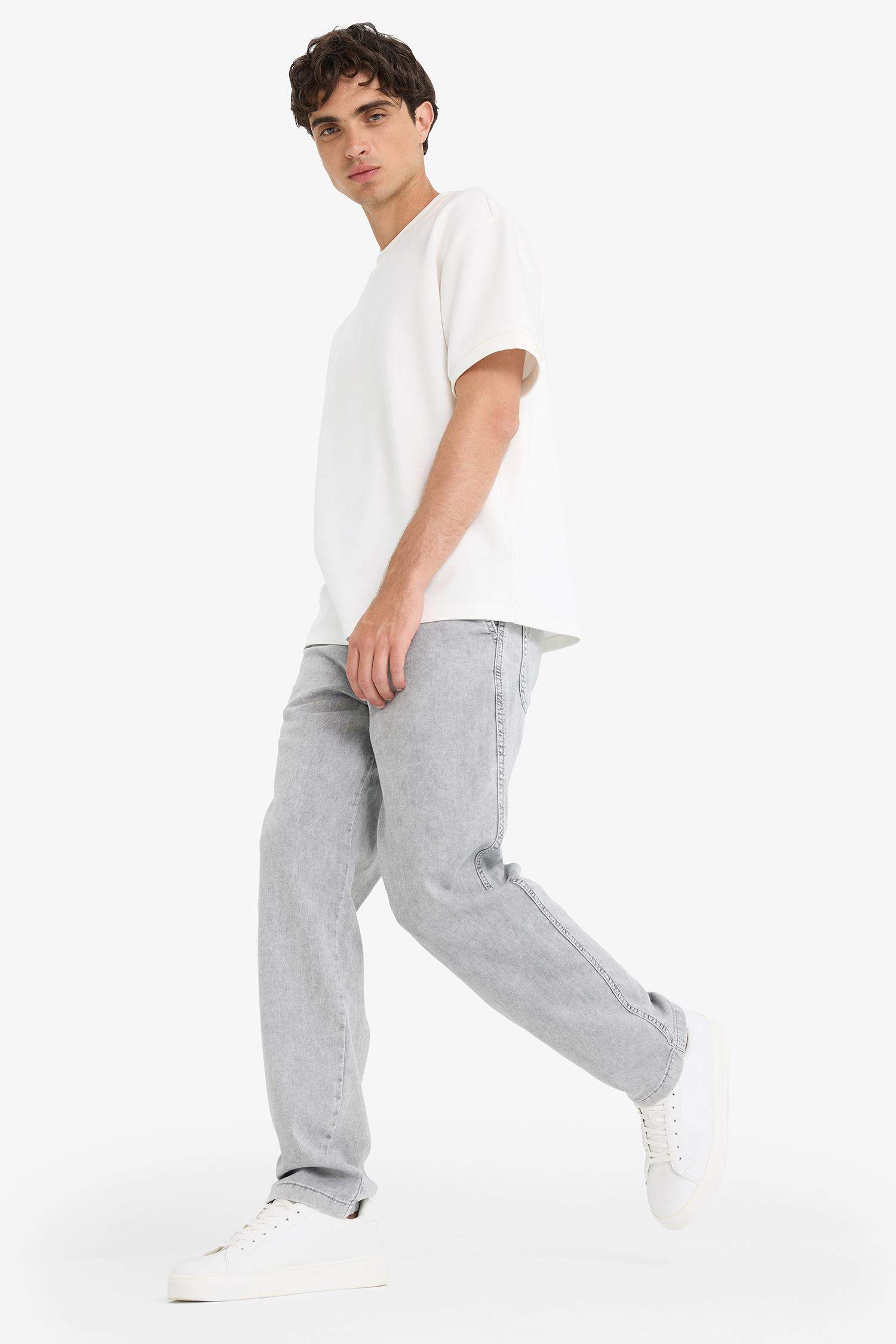 Wide Leg Beli Bağcıklı Lastikli Geniş Paça Jean Kar Yıkamalı Pantolon