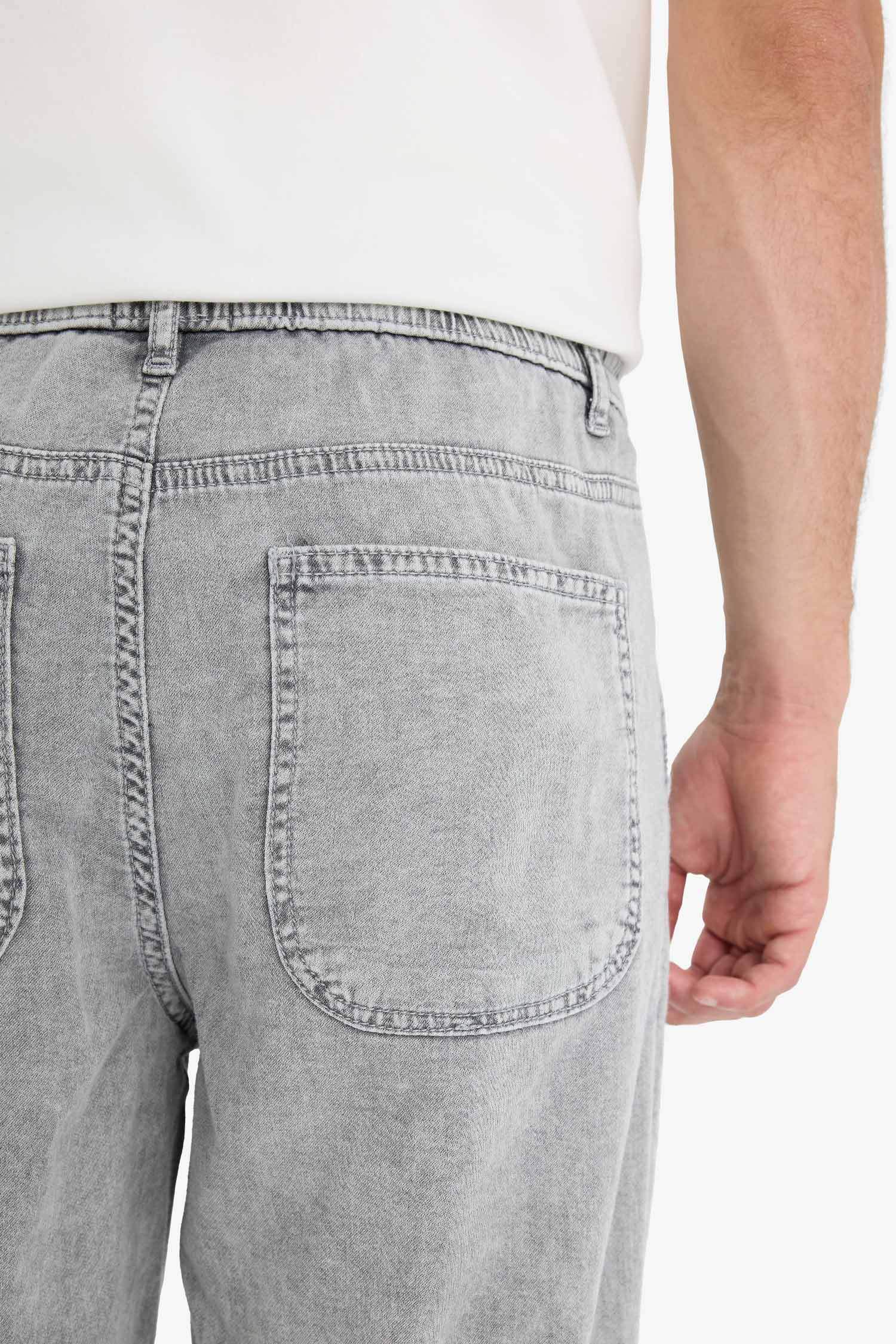 Wide Leg Beli Bağcıklı Lastikli Geniş Paça Jean Kar Yıkamalı Pantolon