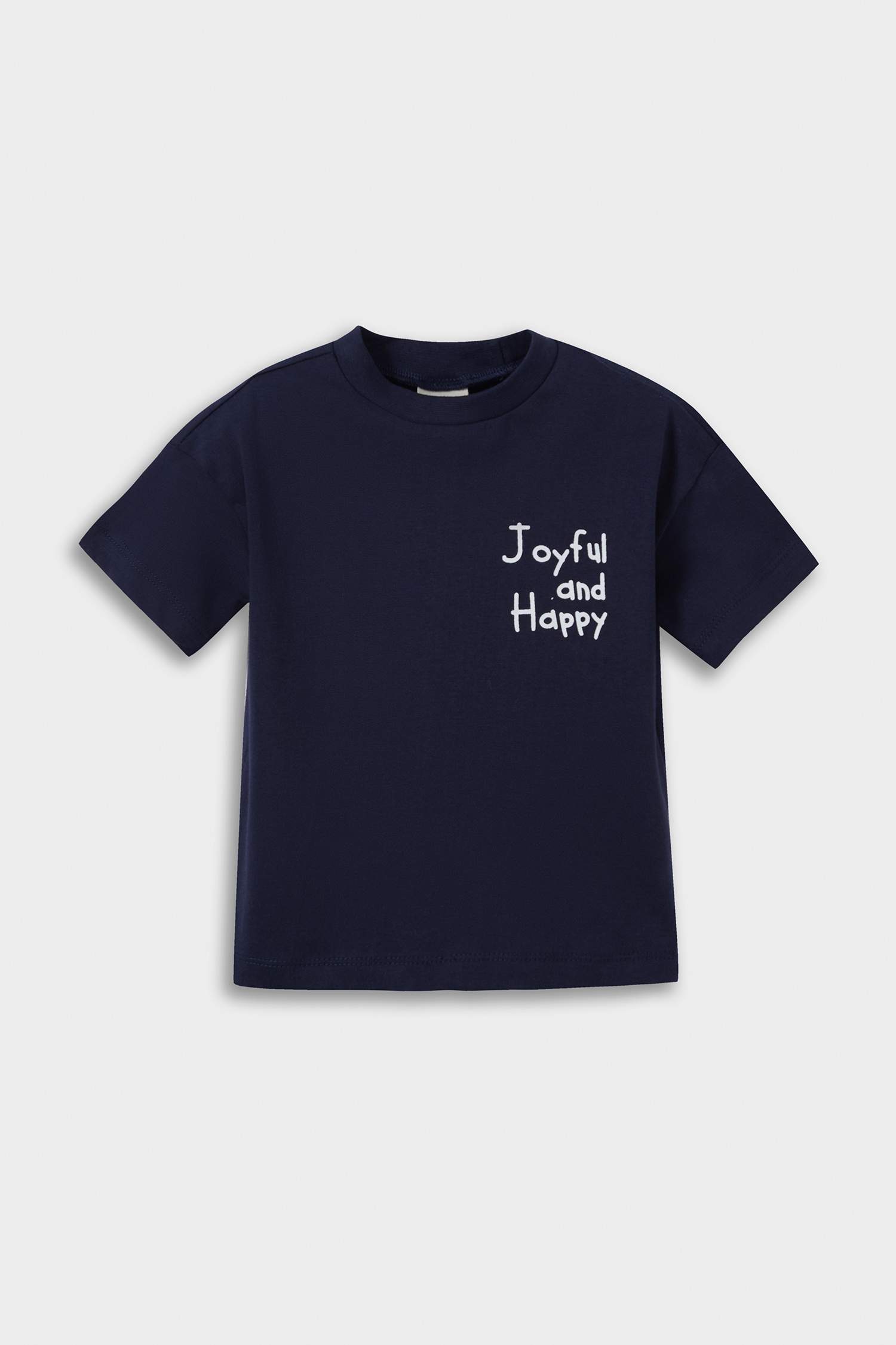 Erkek Bebek Bisiklet Yaka Baskılı Kısa Kollu Tişört