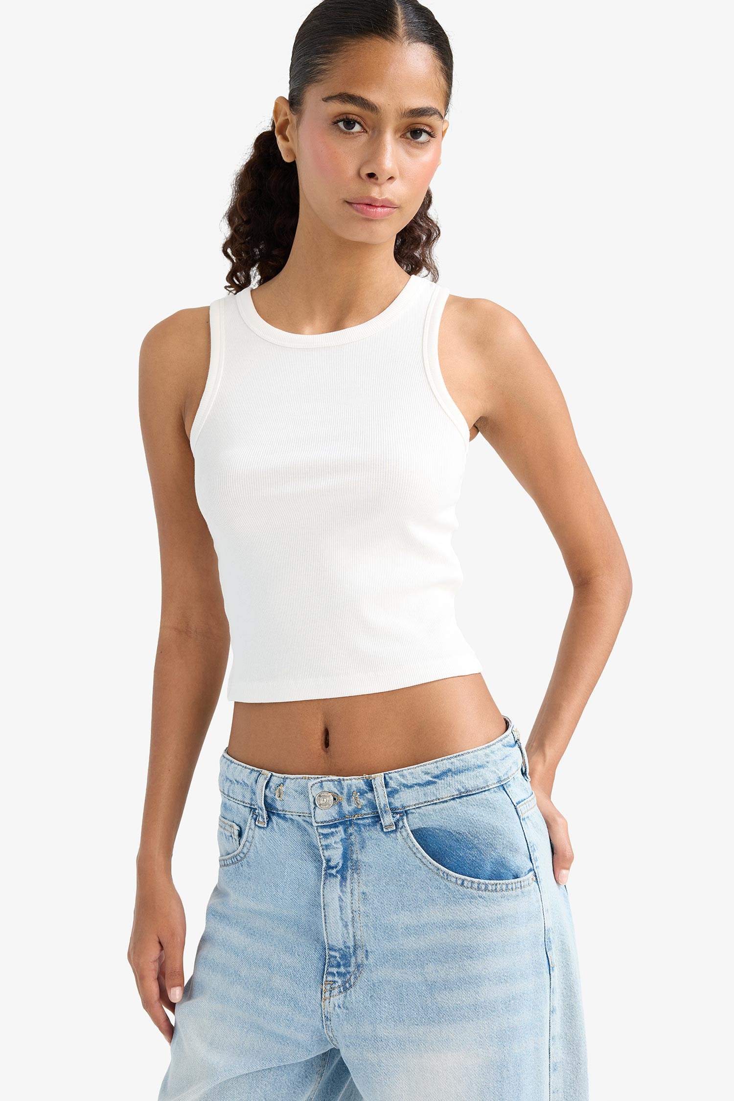 Slim Fit Camisole Halter Collar Tank Top