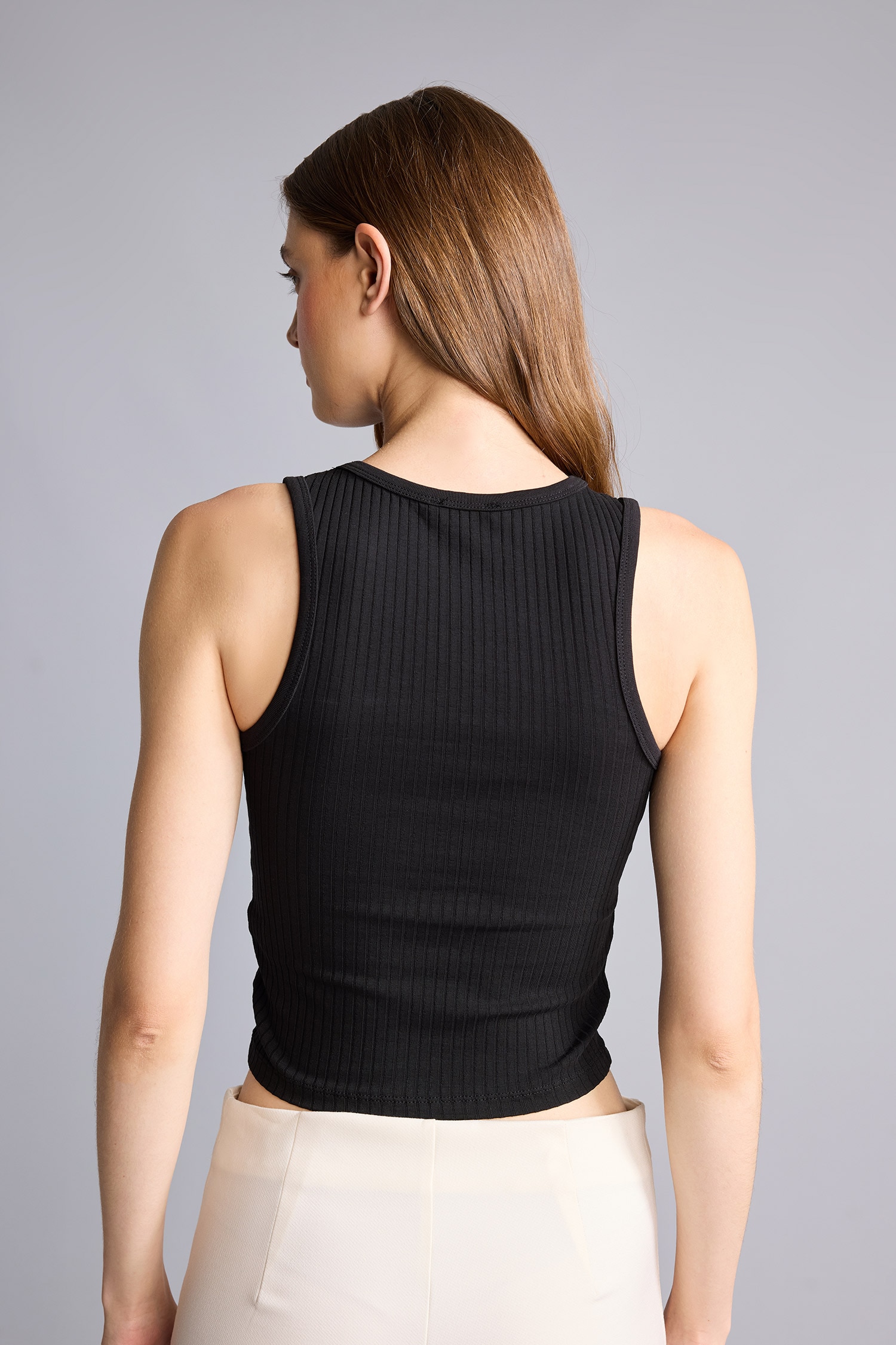 DeFacto Slim Fit Halter Yaka Fitilli Atlet görsel 5