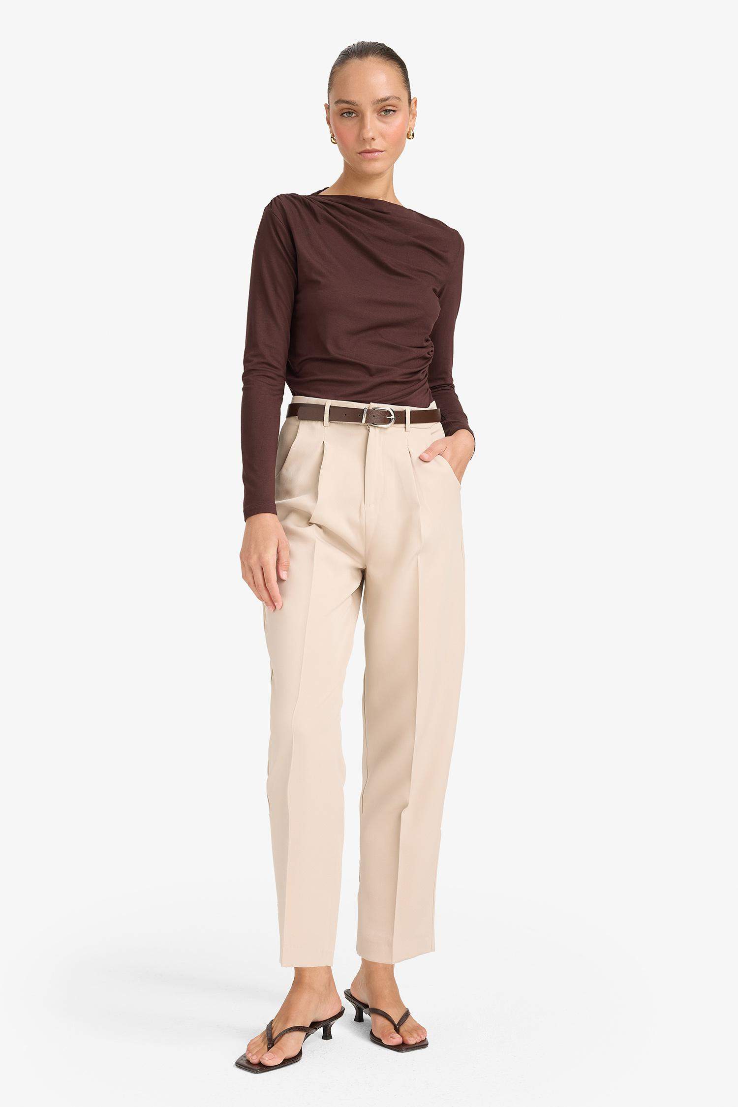 Slım Fıt Bisiklet Yaka Uzun Kollu Tişört