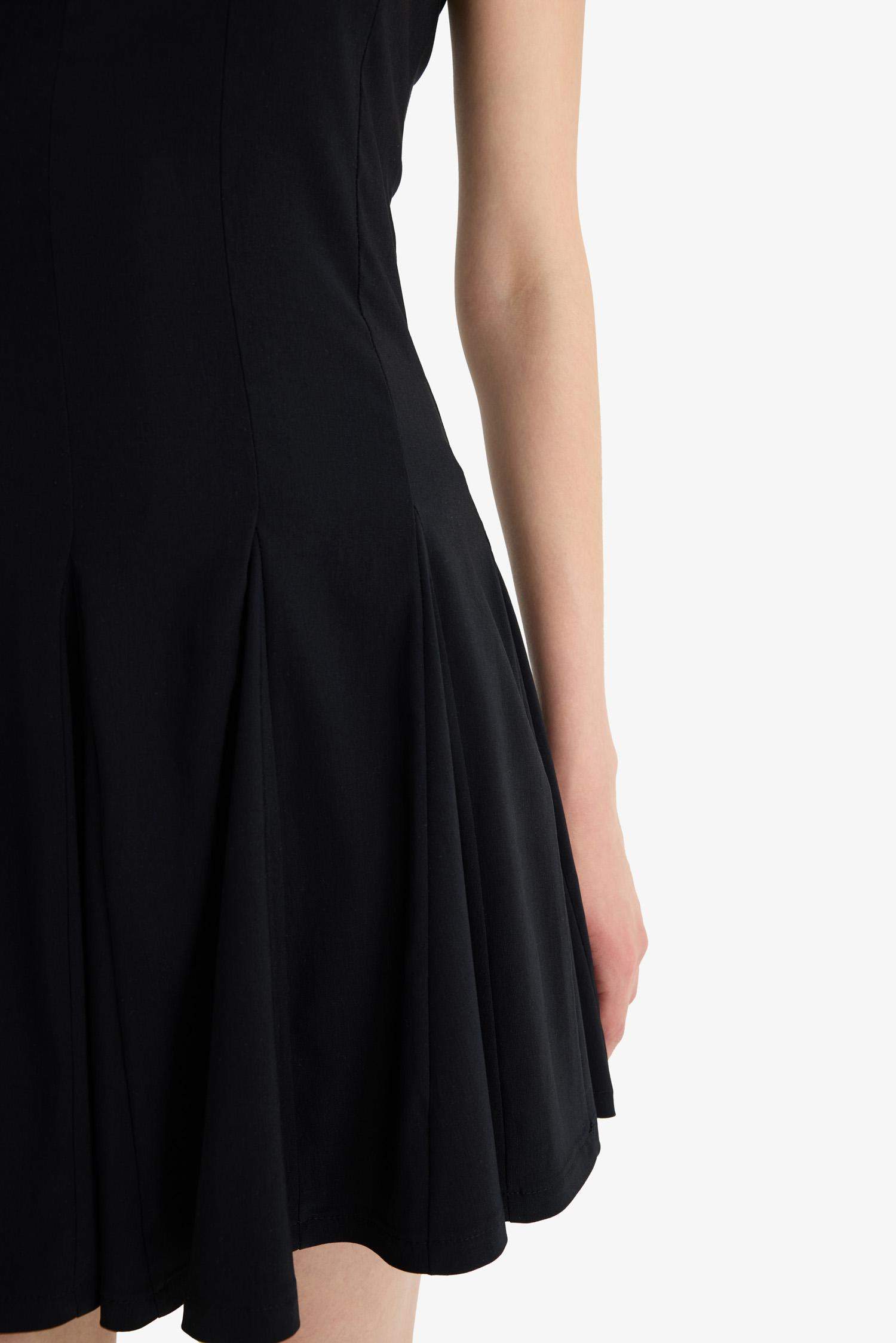 Skater Fit Strapless Bengalin Mini Black Dress