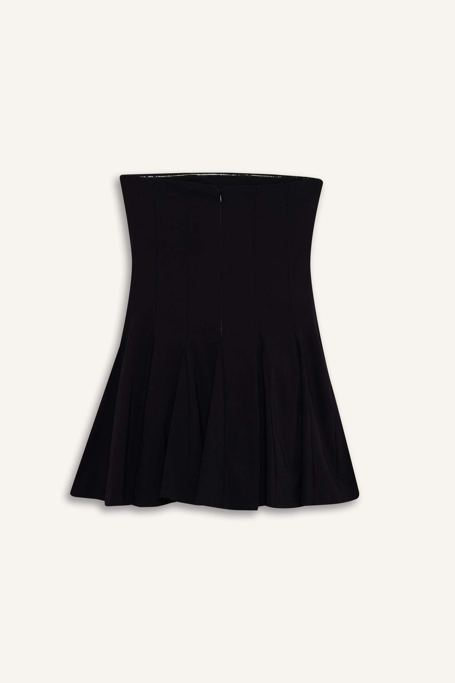 Skater Fit Strapless Bengalin Mini Black Dress