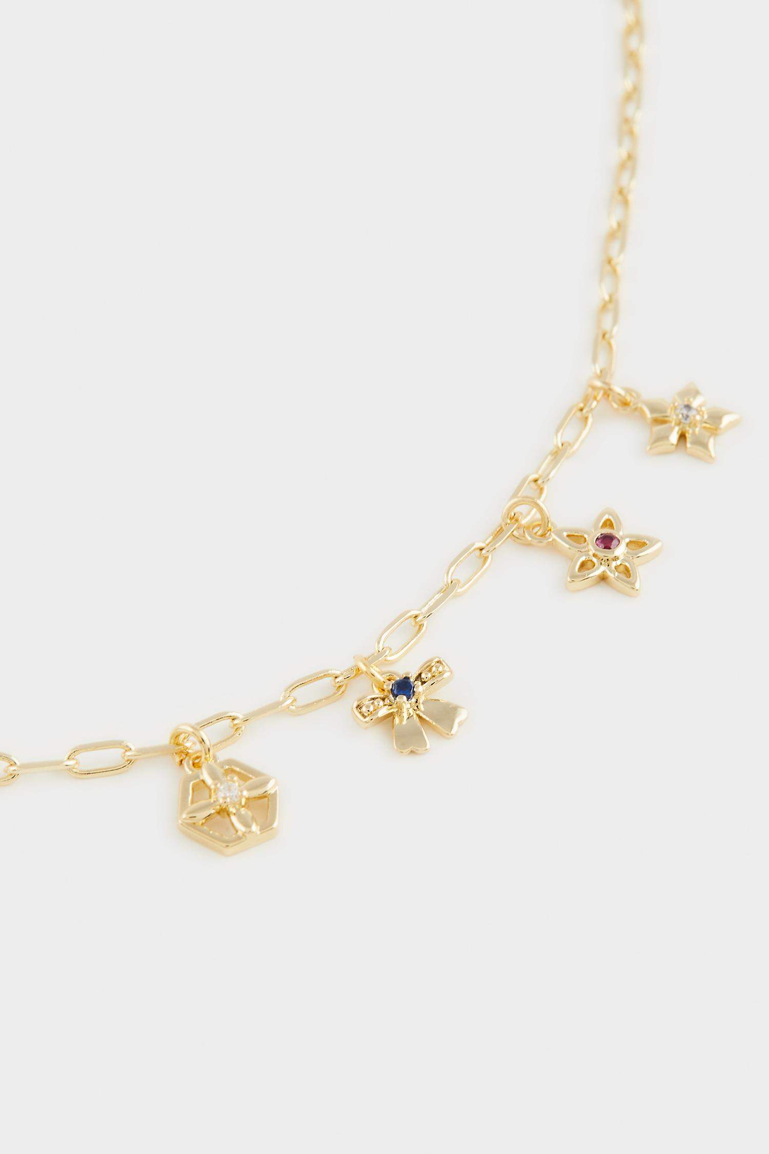 Reis x DeFacto 14 Ayar Altın Kaplama Fiora Chain Kadın Çiçekli ve Yıldızlı Gold Kolye