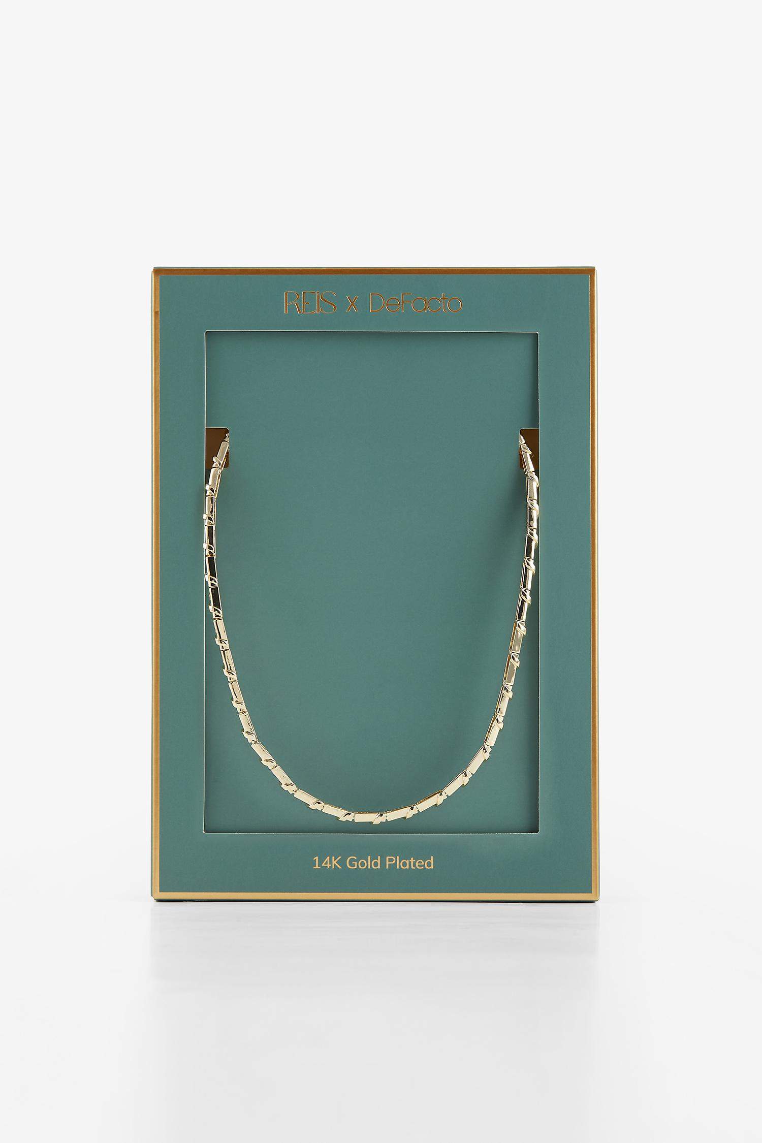 Reis x DeFacto 14 Ayar Altın Kaplama Elegante Curva Kadın Taşlı Gold Kolye