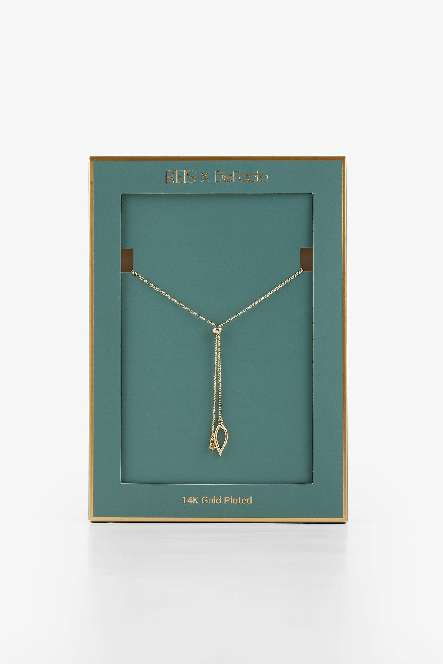 Reis x DeFacto 14 Ayar Altın Kaplama Twilight Spark Kadın Sallantılı Gold Damla Y Kolye