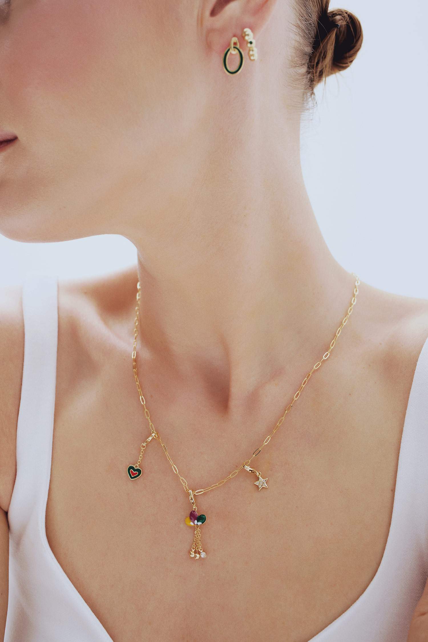 Reis x DeFacto Gold Plated Carnaval Charms 3 Piece Charm Gold Necklace