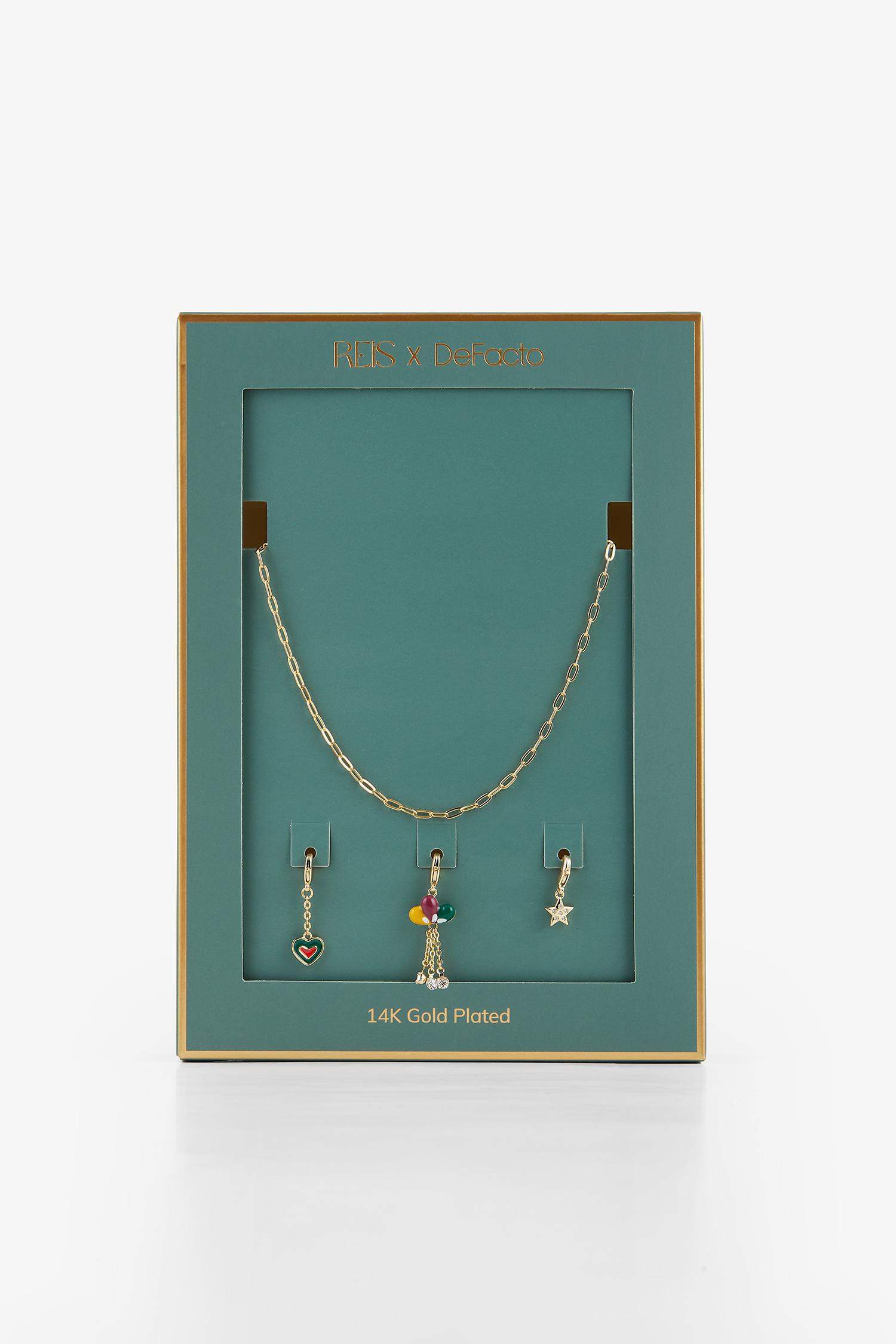 Reis x DeFacto Gold Plated Carnaval Charms 3 Piece Charm Gold Necklace