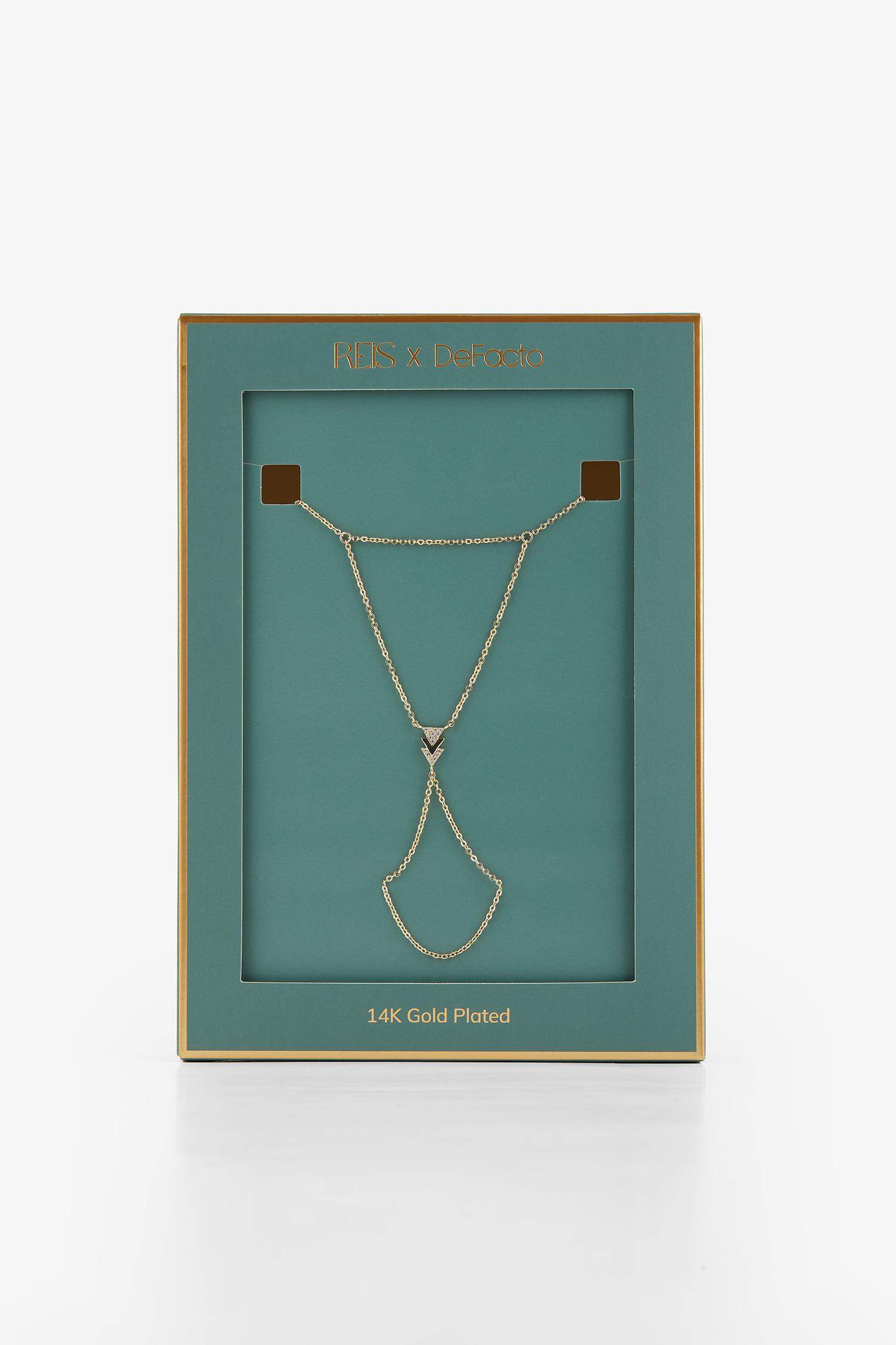 Reis x DeFacto 14 Ayar Altın Kaplama Triangolo Kadın Taşlı Gold Şahmeran