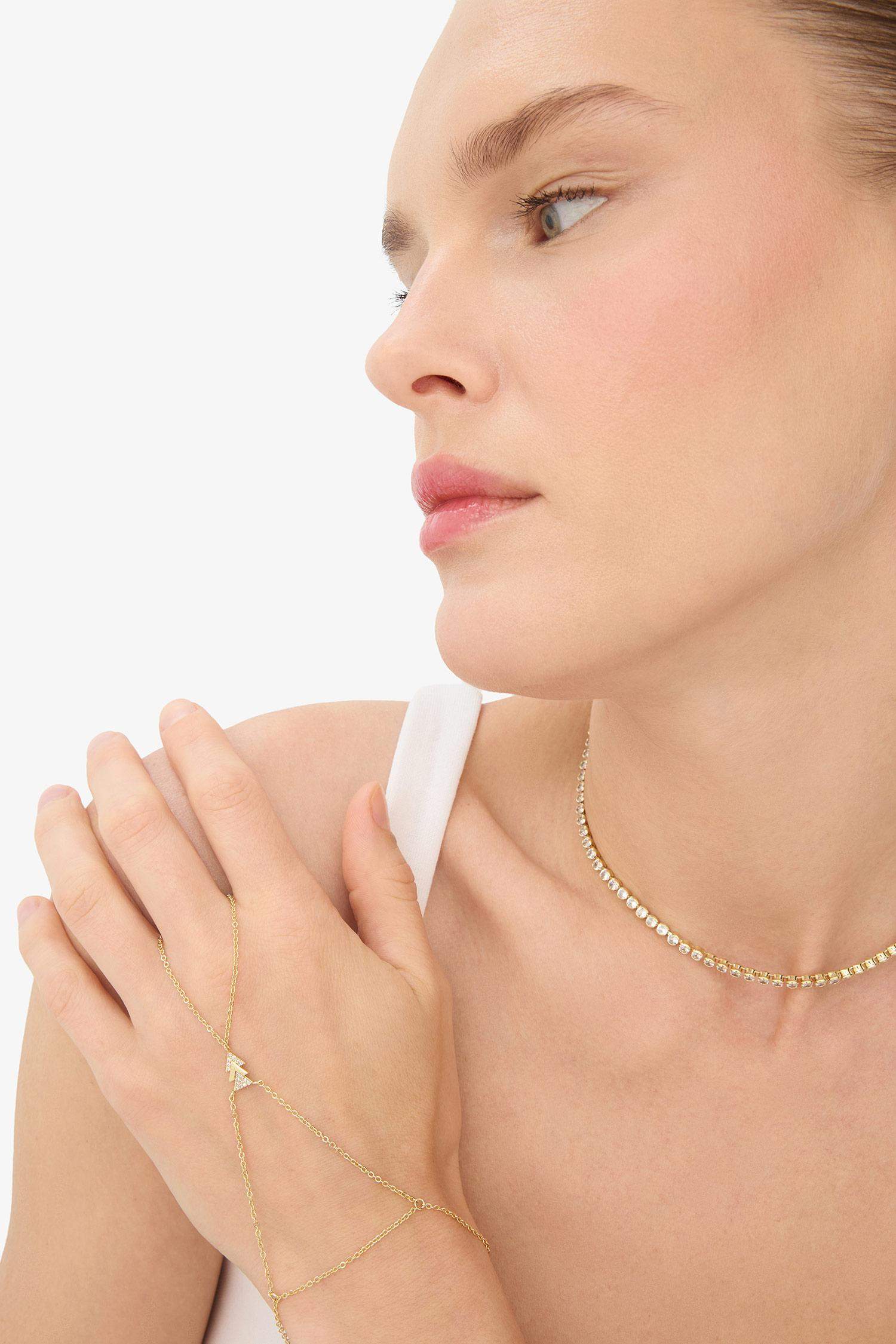 Reis x DeFacto 14 Ayar Altın Kaplama Triangolo Kadın Taşlı Gold Şahmeran