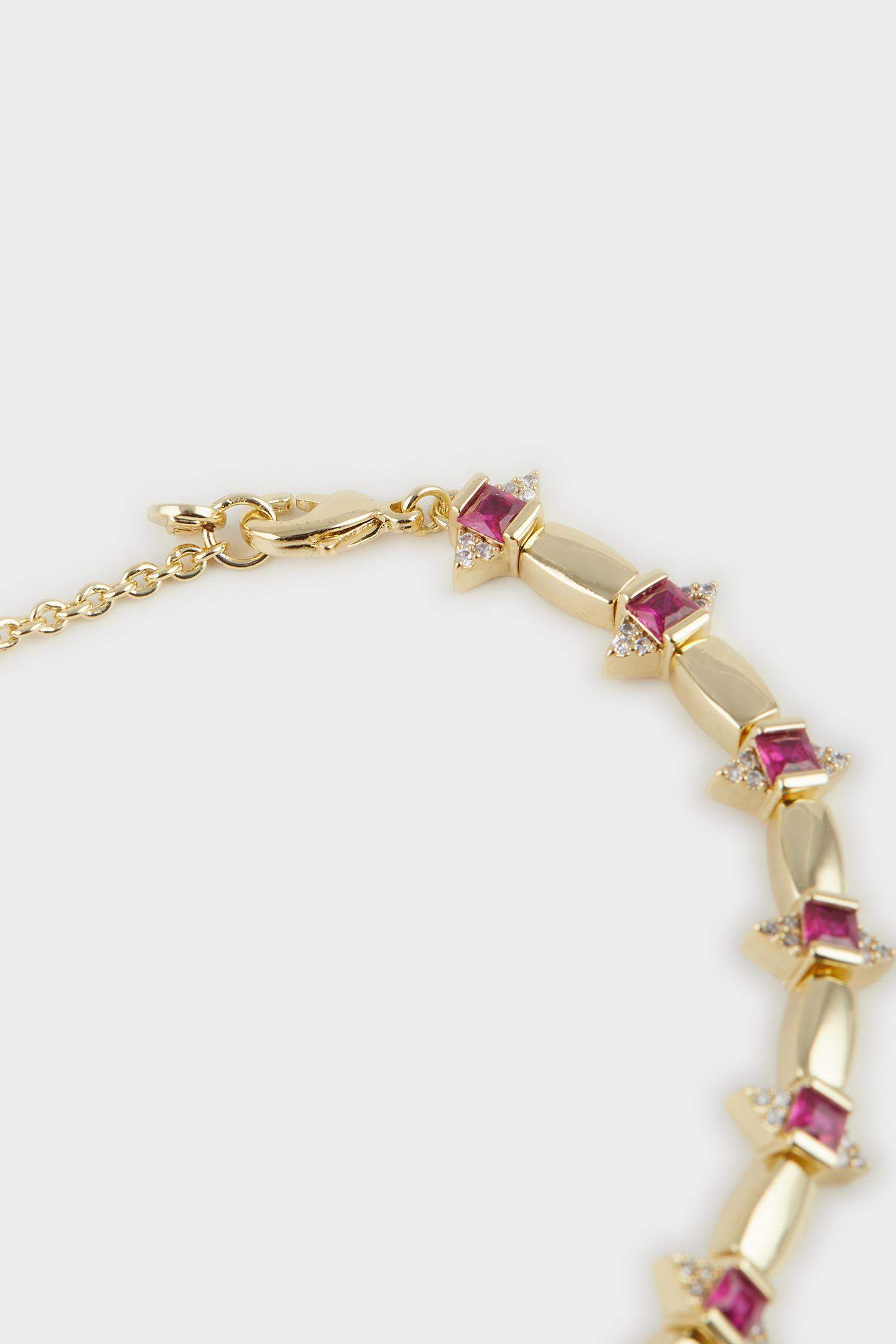 Reis x DeFacto 14 Ayar Altın Kaplama Rubino Kadın Mor Taşlı Gold Bileklik