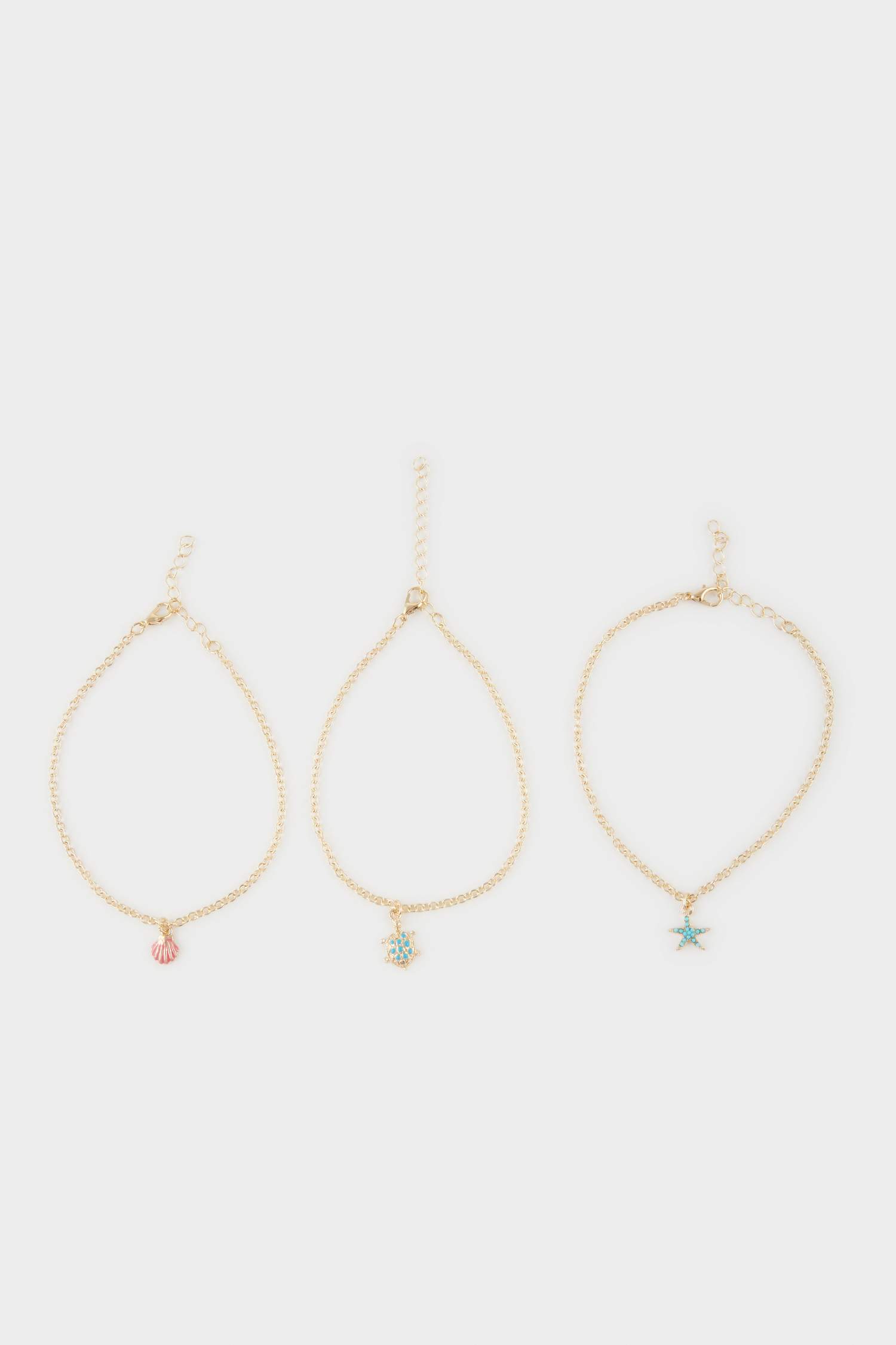 Woman 3 Piece Gold Anklet