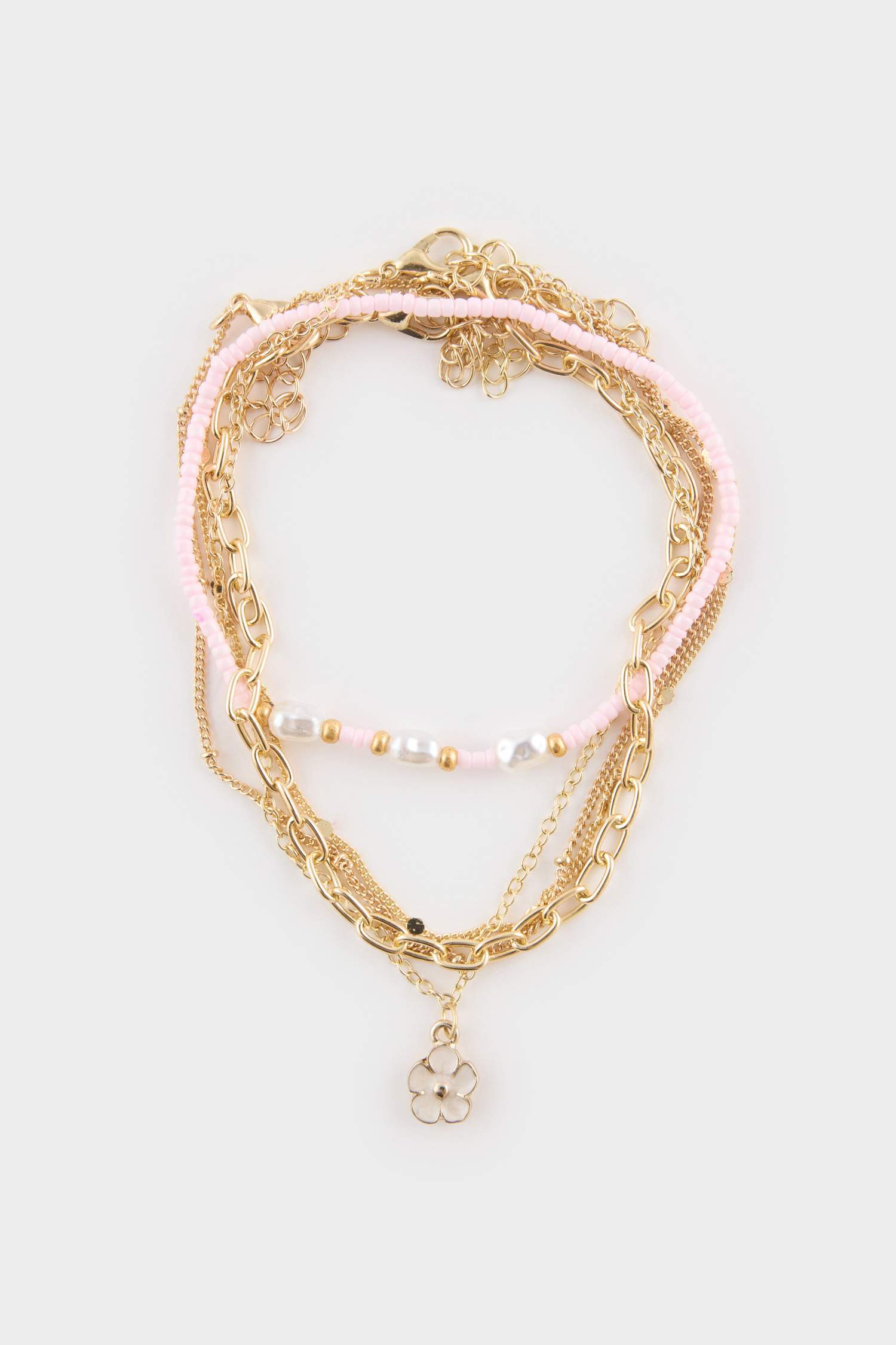 طقم 5 أساور كاحل ذهبية نسائي