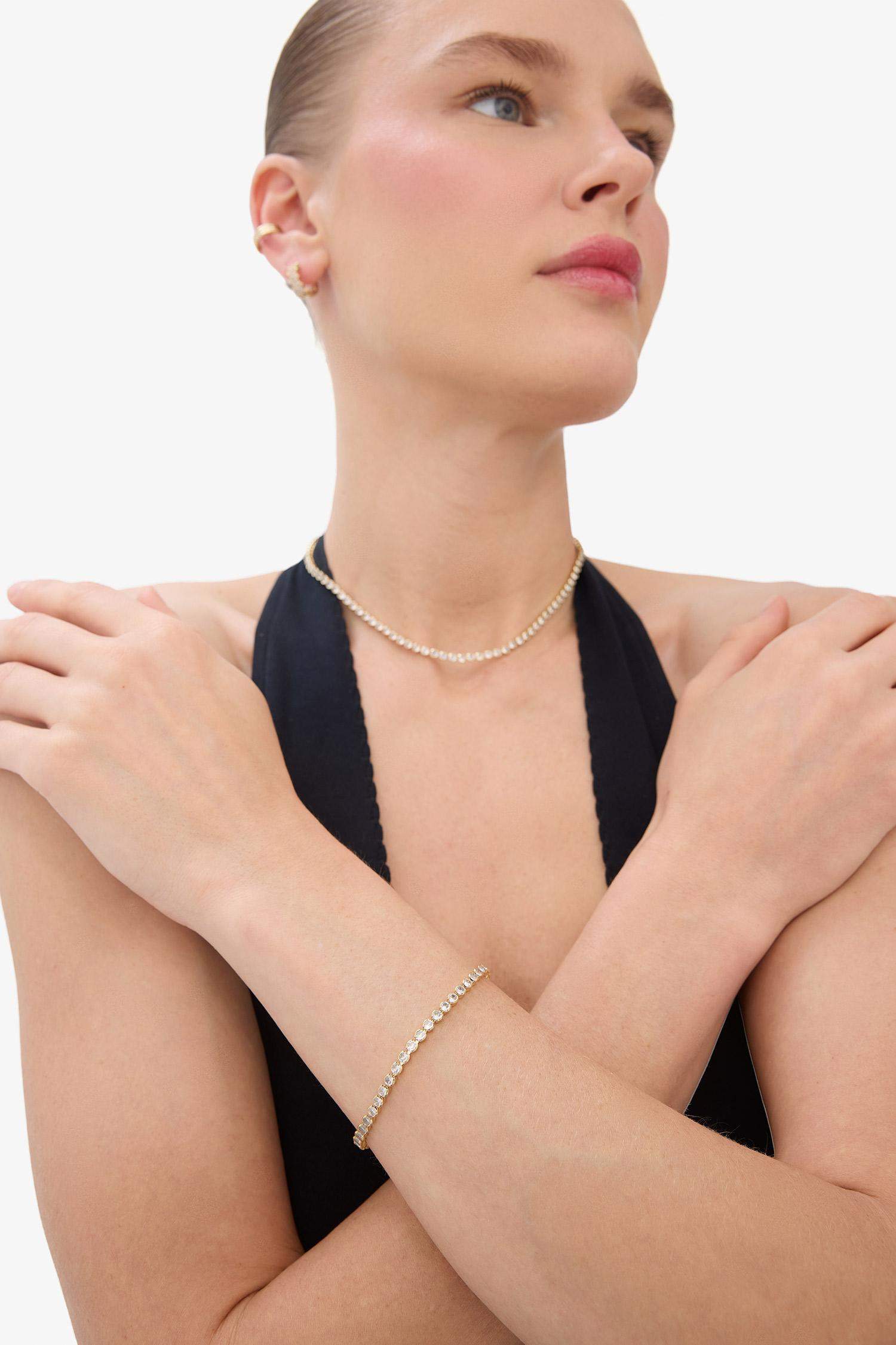 Reis x DeFacto 14 Ayar Altın Kaplama Pure Glow Kadın Taşlı Su Yolu Gold Bileklik