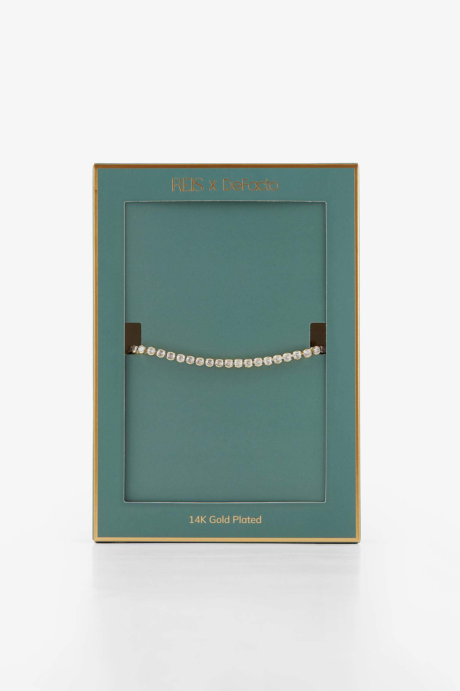 Reis x DeFacto 14 Ayar Altın Kaplama Pure Glow Kadın Taşlı Su Yolu Gold Bileklik