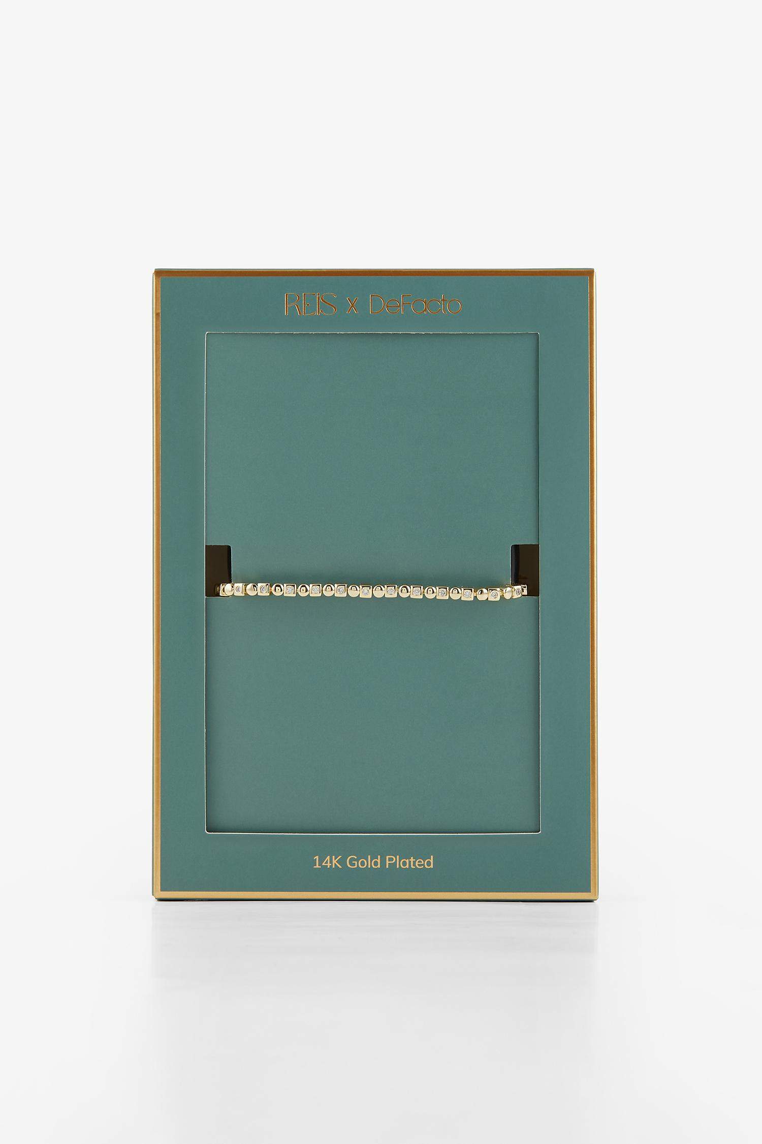 Reis x DeFacto 14 Ayar Altın Kaplama Luce Di Cubo Kadın Taşlı Gold Bileklik