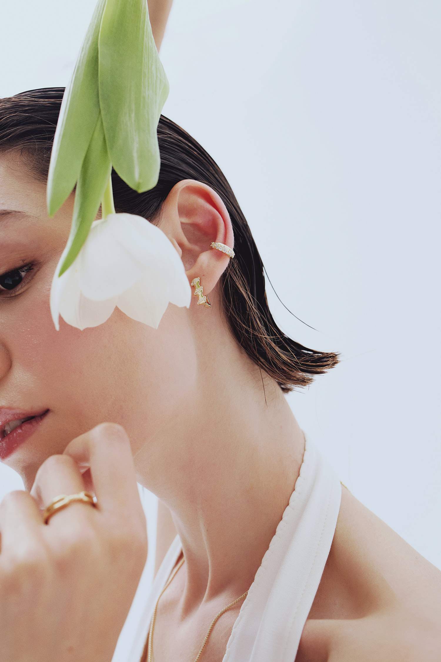 Reis x DeFacto Gold Plated 2 Piece Stone Gold Earrings