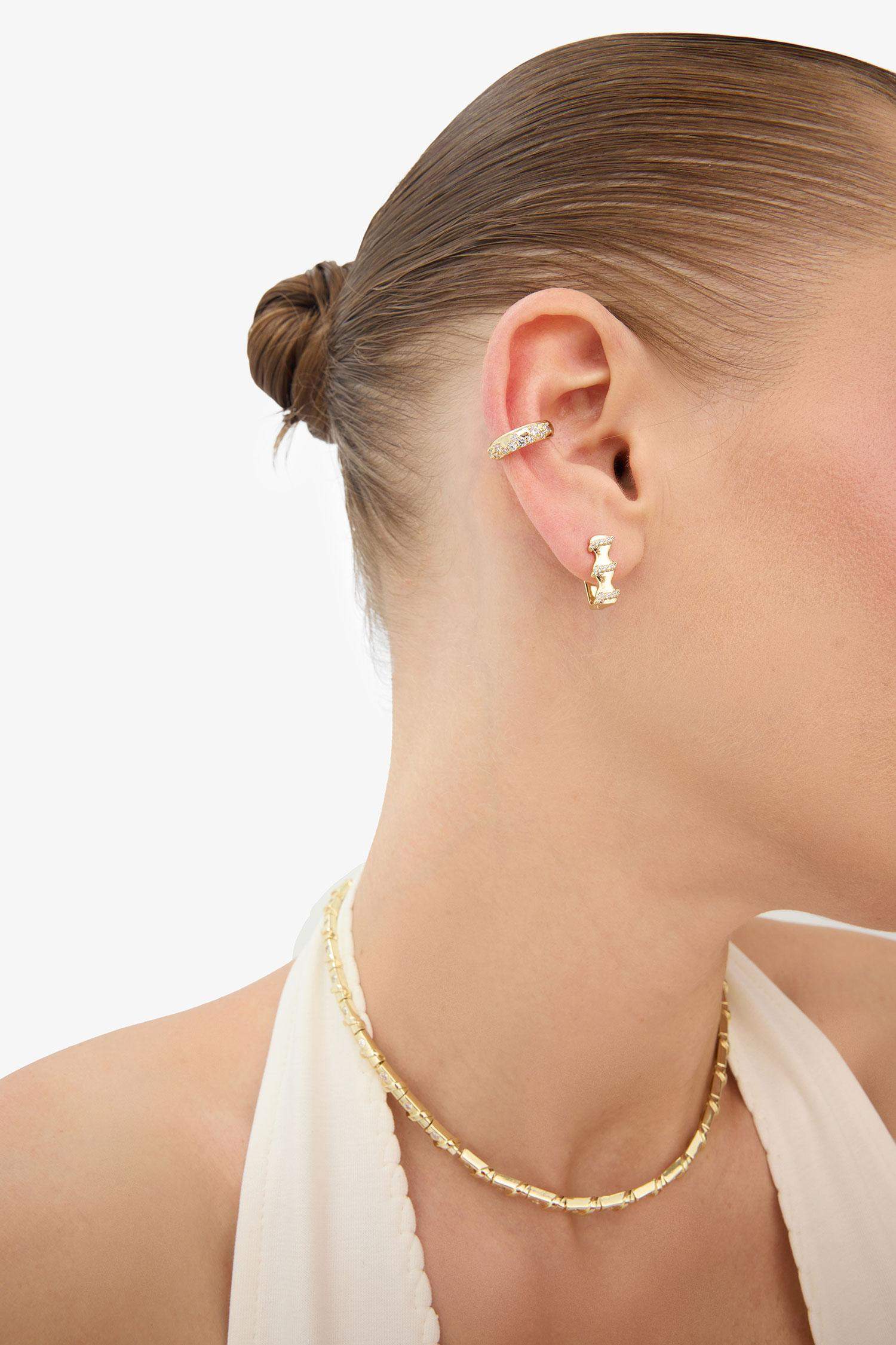 Reis x DeFacto Gold Plated 2 Piece Stone Gold Earrings