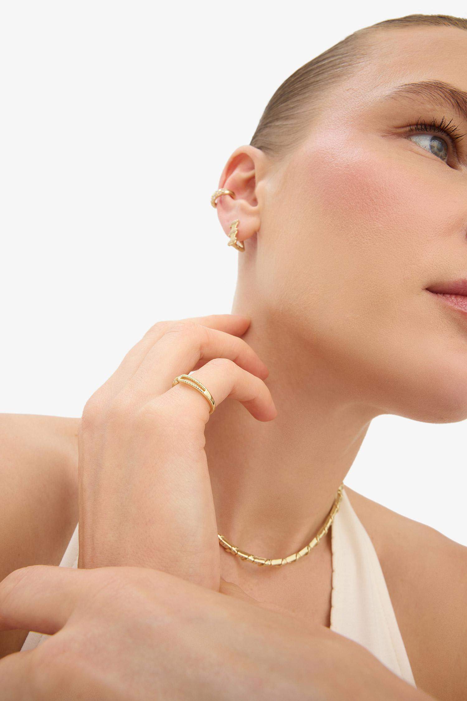 Reis x DeFacto Gold Plated 2 Piece Stone Gold Earrings