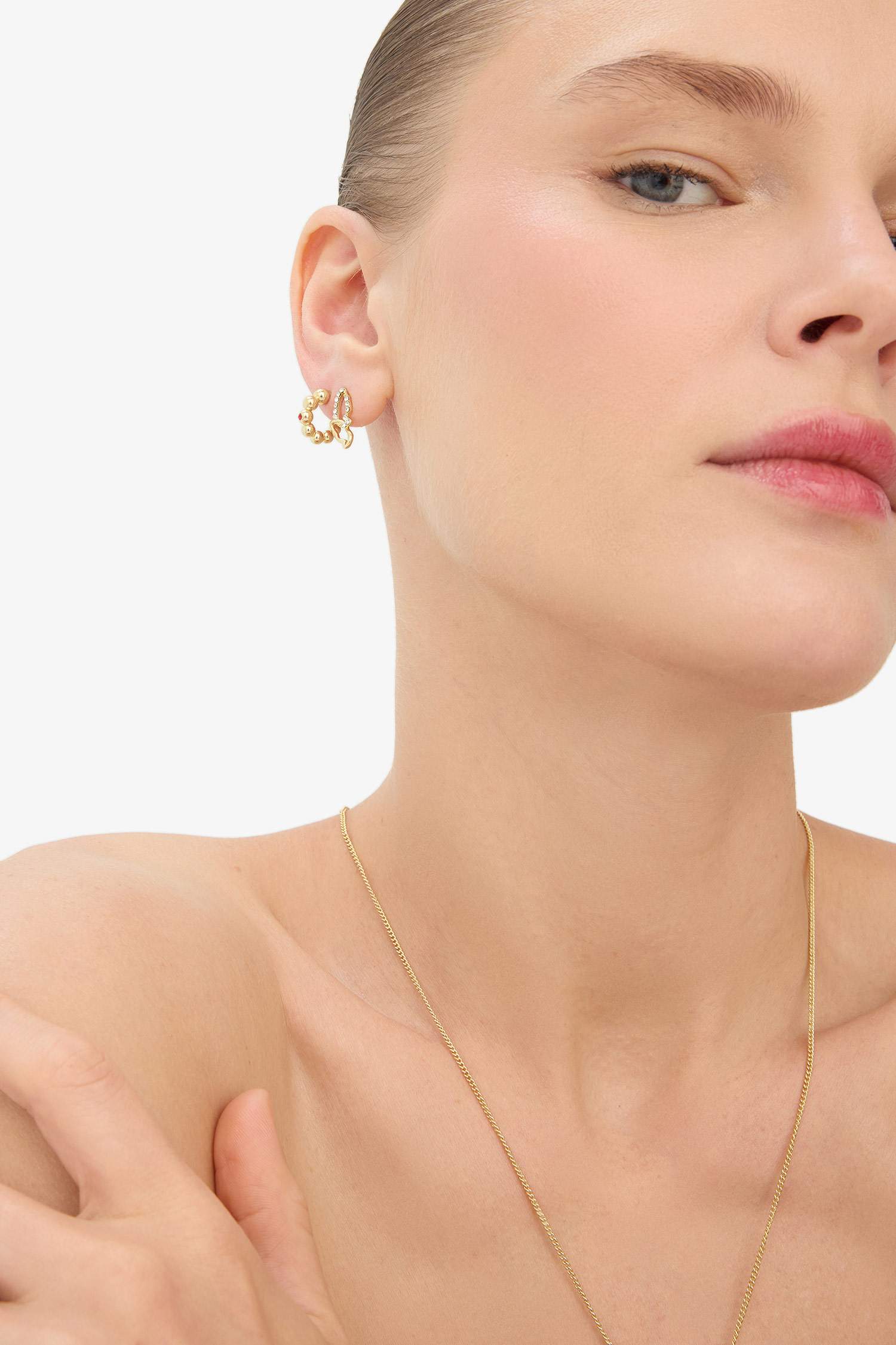 Reis x DeFacto 14 Ayar Altın Kaplama Luminous Butterfly Kadın 3'lü Gold ve Yeşil Küpe