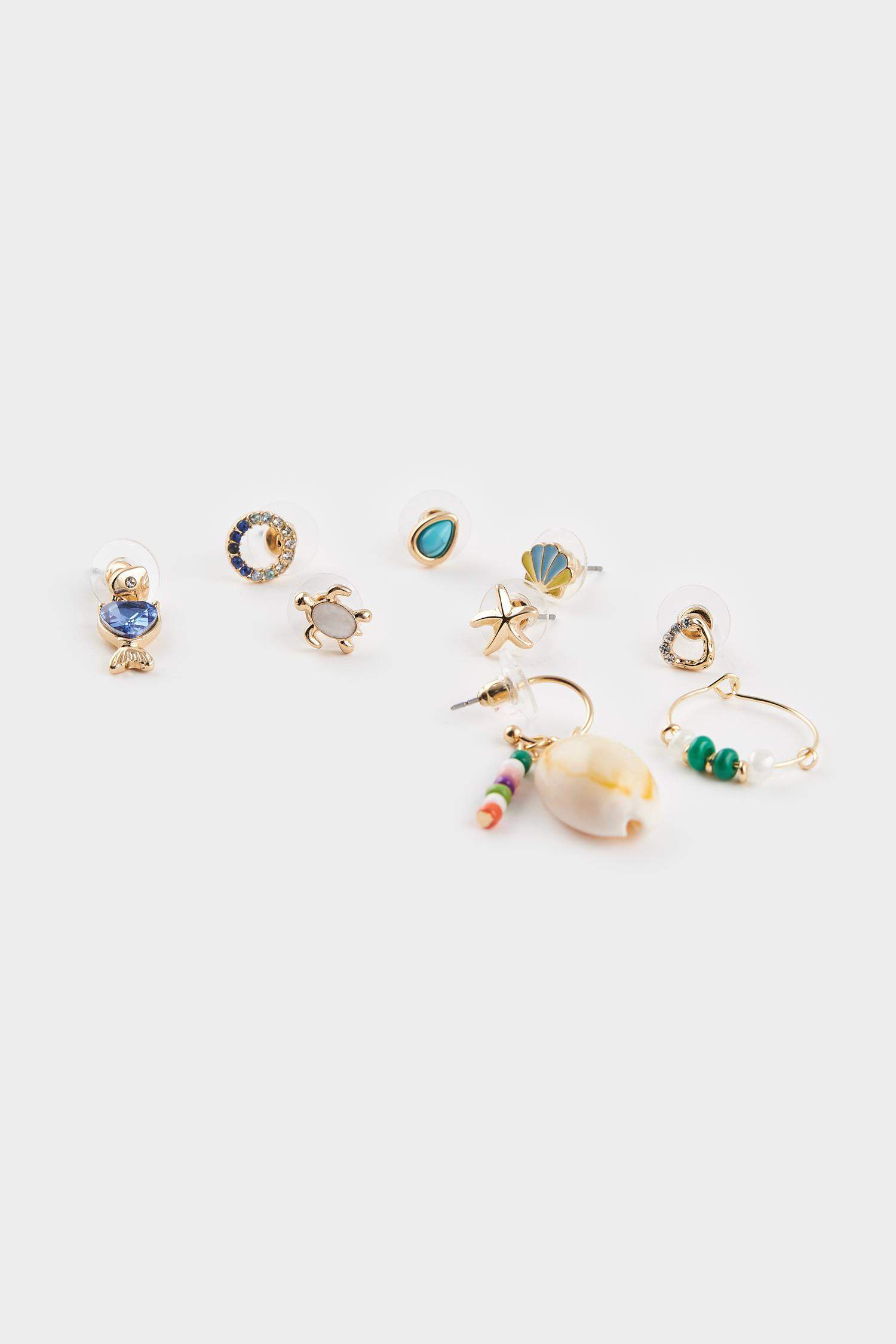 Kadın 9'lu Gold Küpe