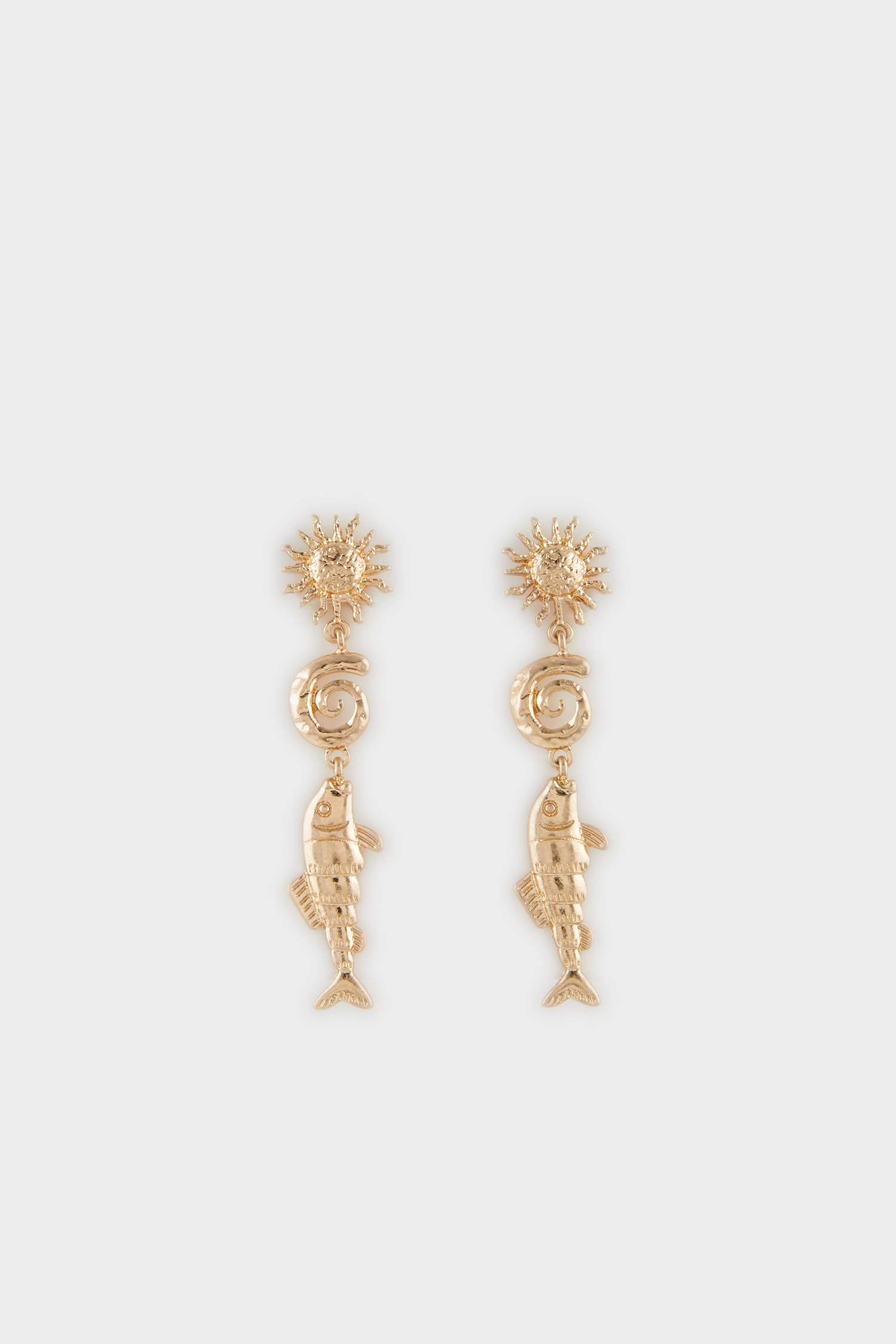 Kadın Gold Balık Detaylı Küpe