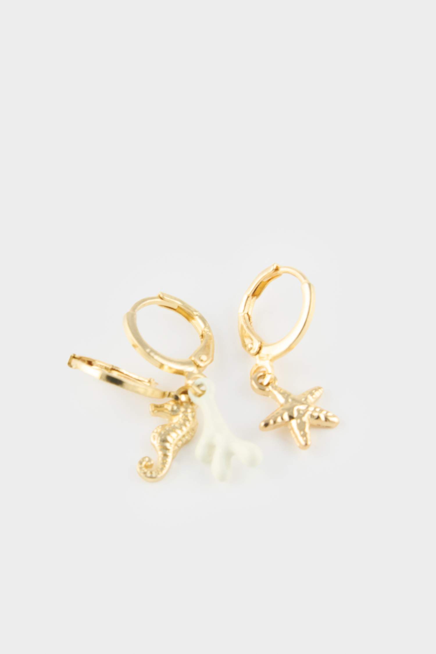 Woman 9 Piece Sea Themed Gold Earrings