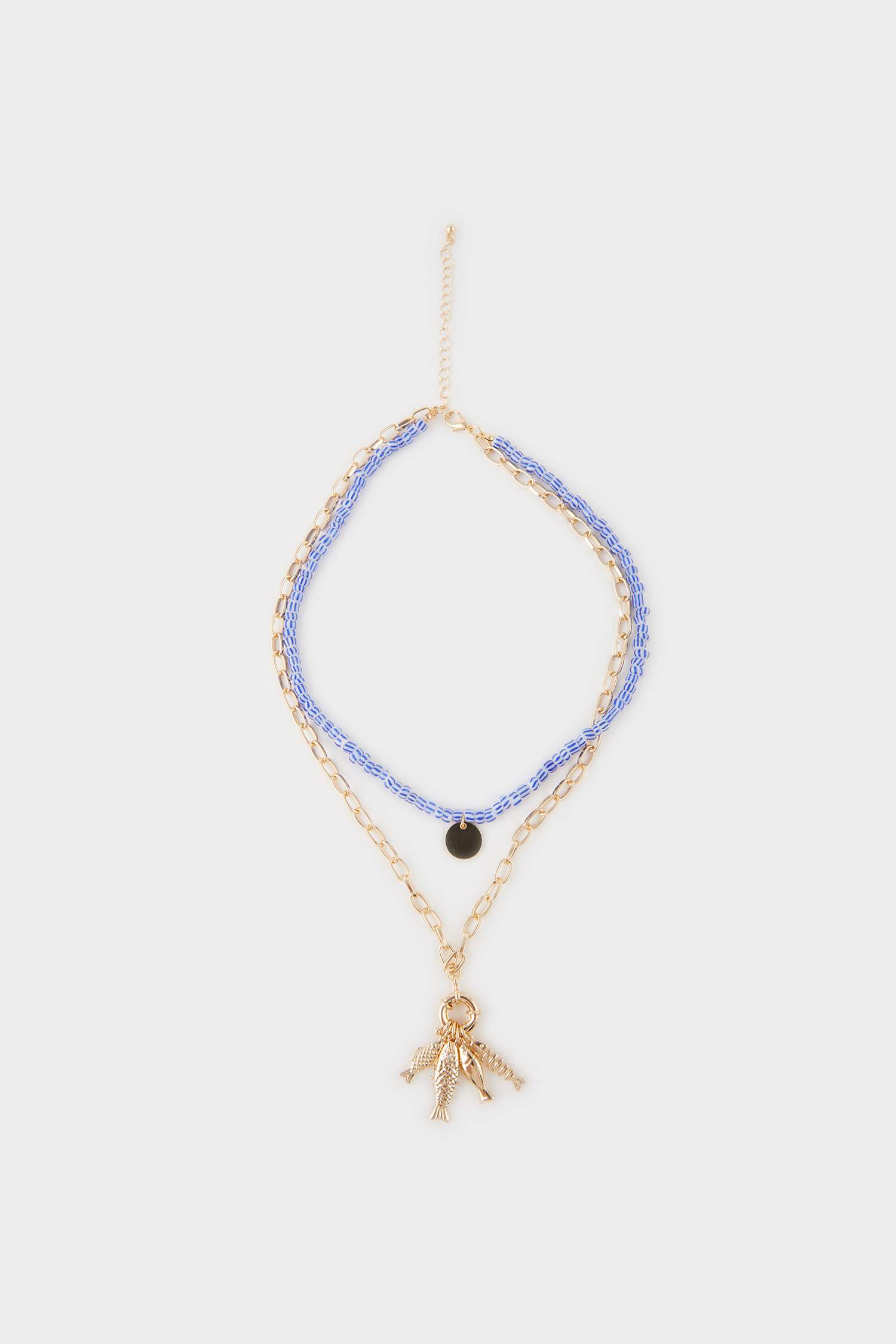 Woman 2 Piece Gold Blue Necklace