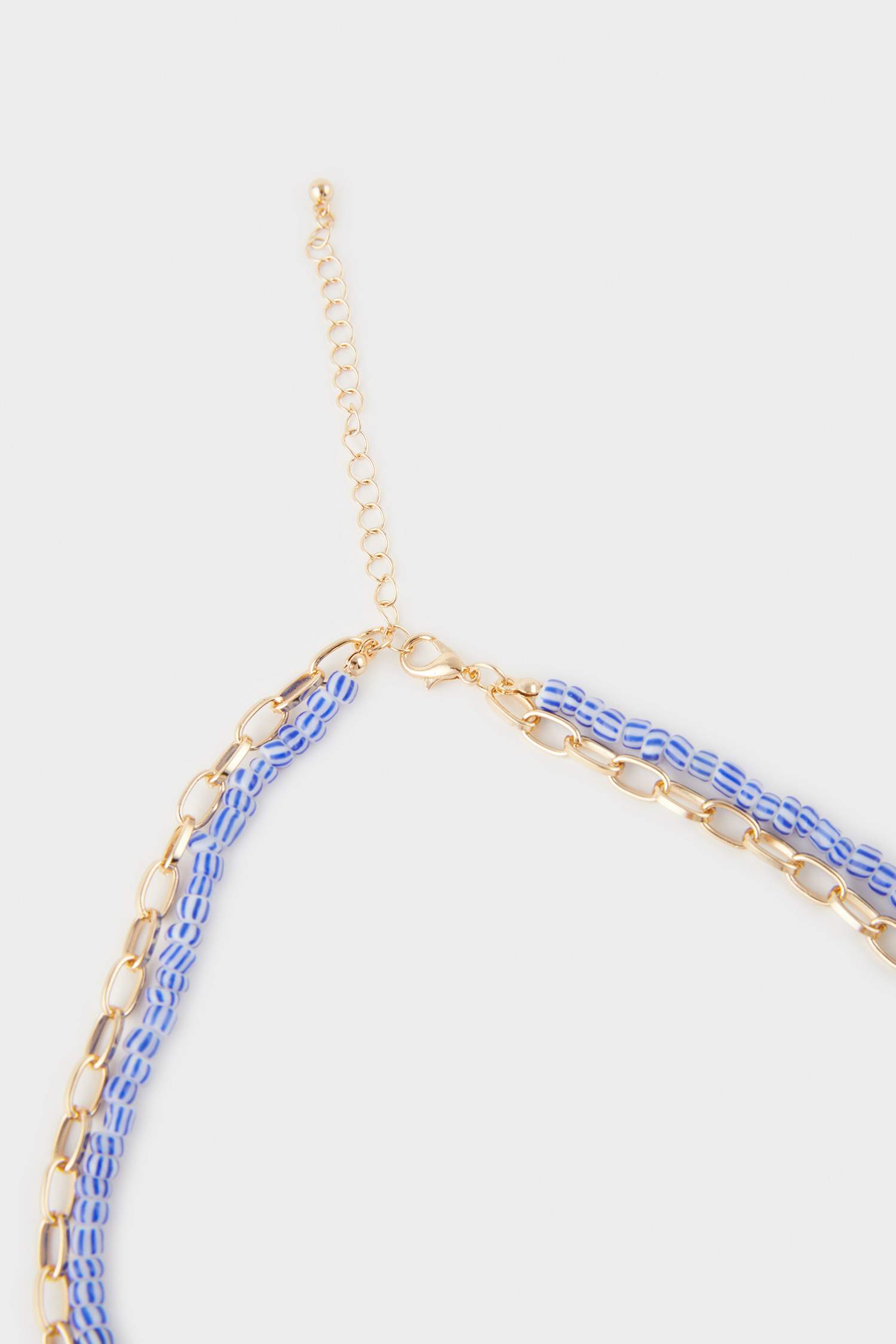 Woman 2 Piece Gold Blue Necklace