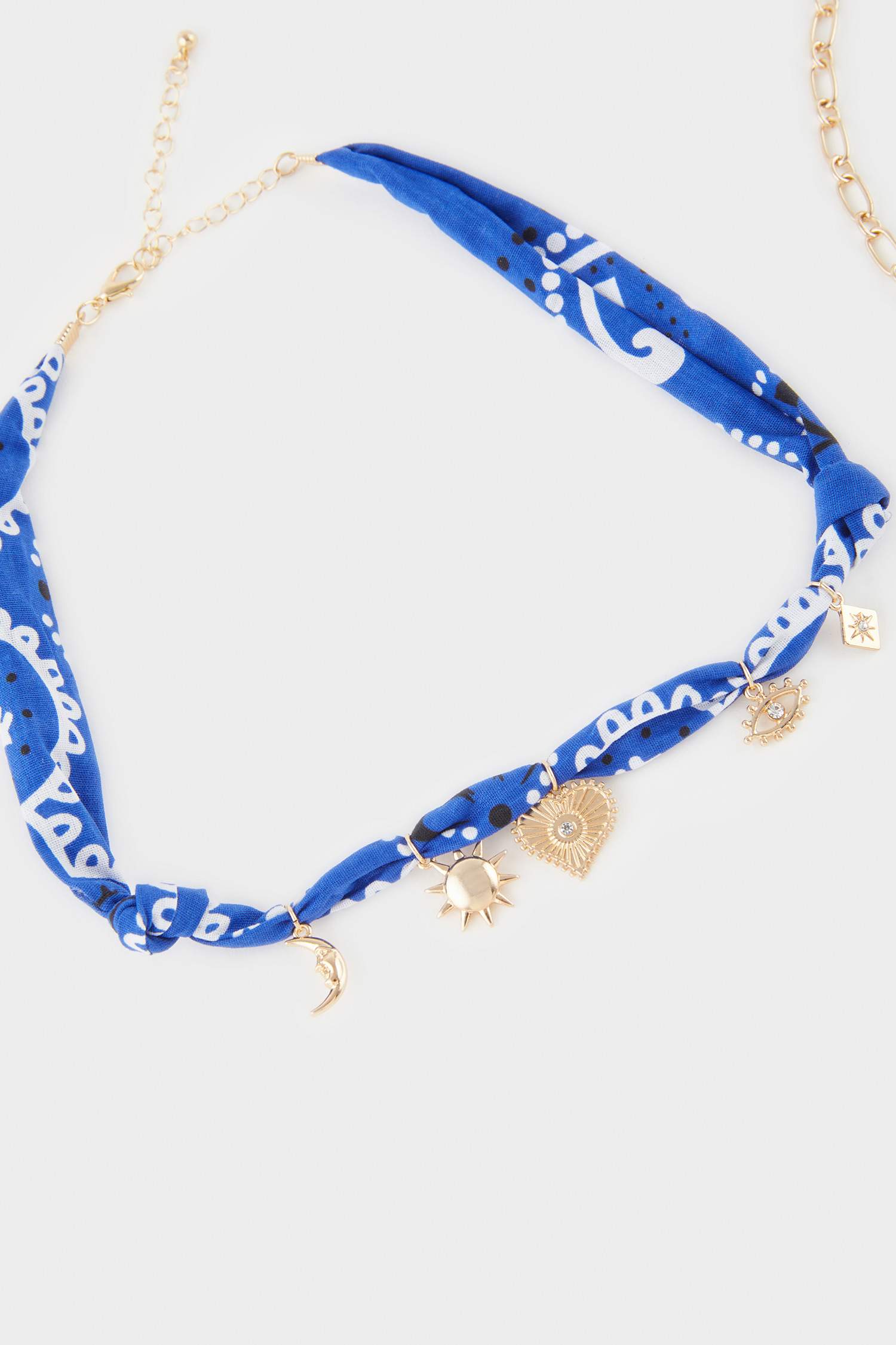Woman 2 Piece Blue and Gold Necklace