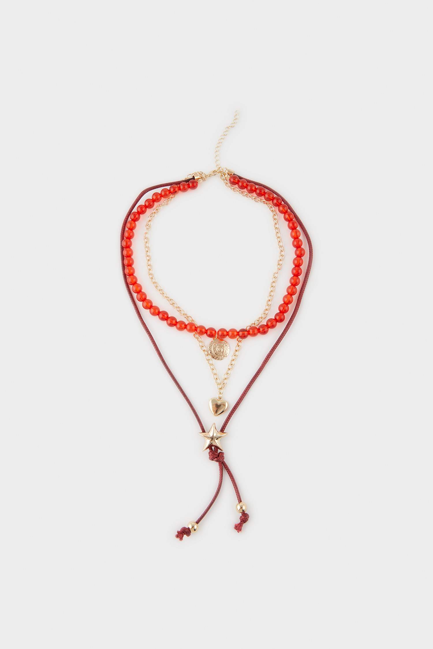 قلادة نسائي احمر - 3 قطع