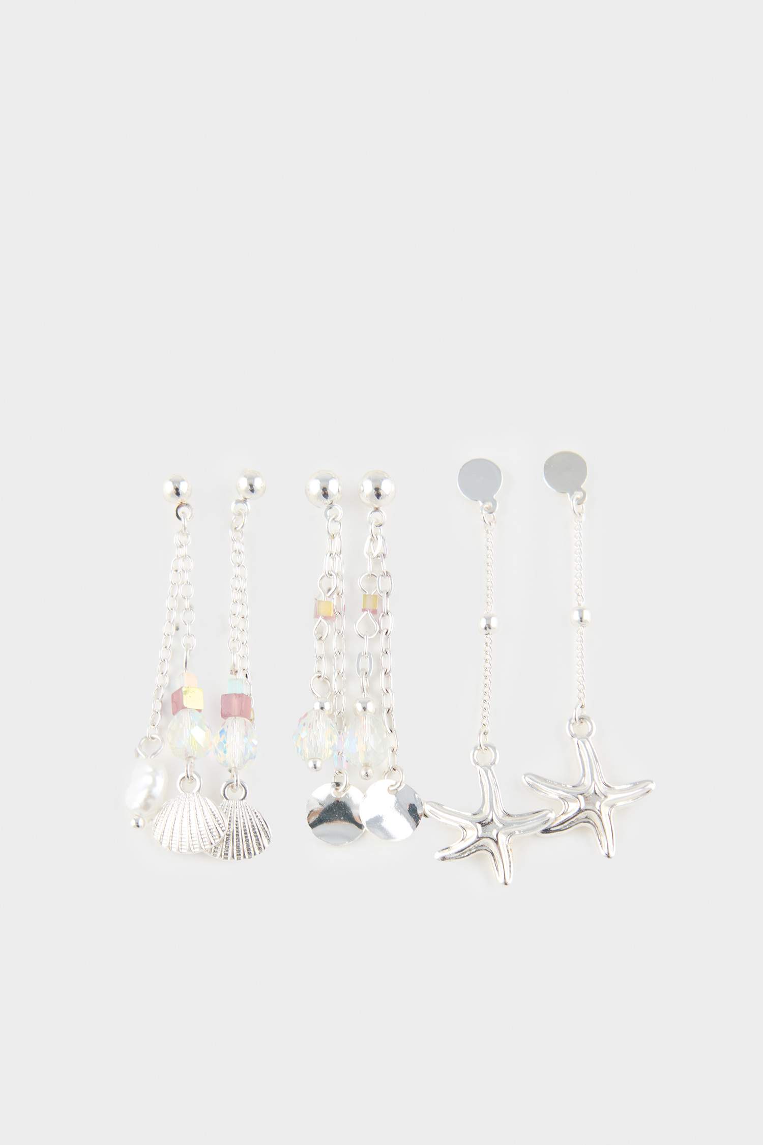 طقم 6 حلق فضي نسائي