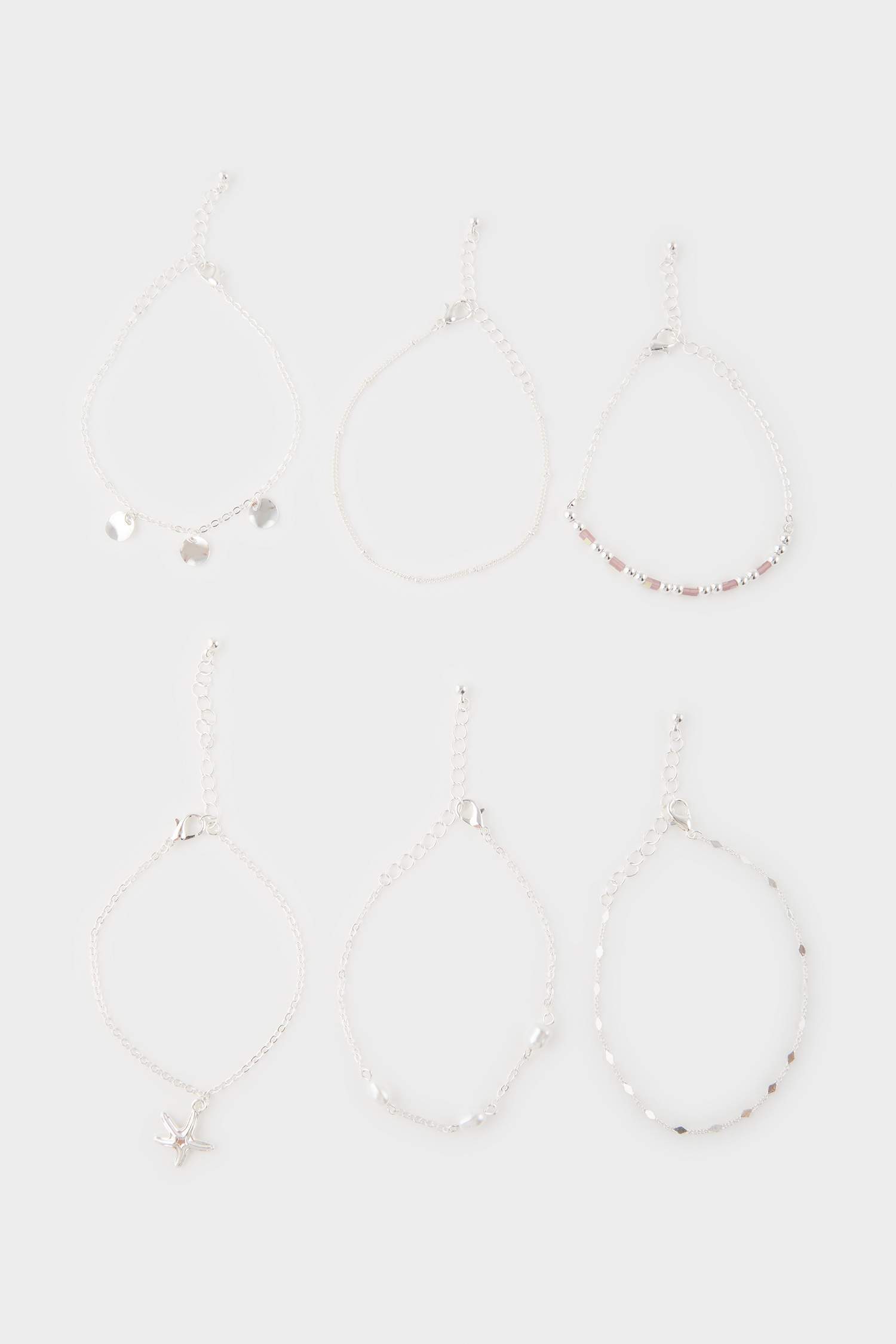 Woman 6 Piece Silver Bracelet