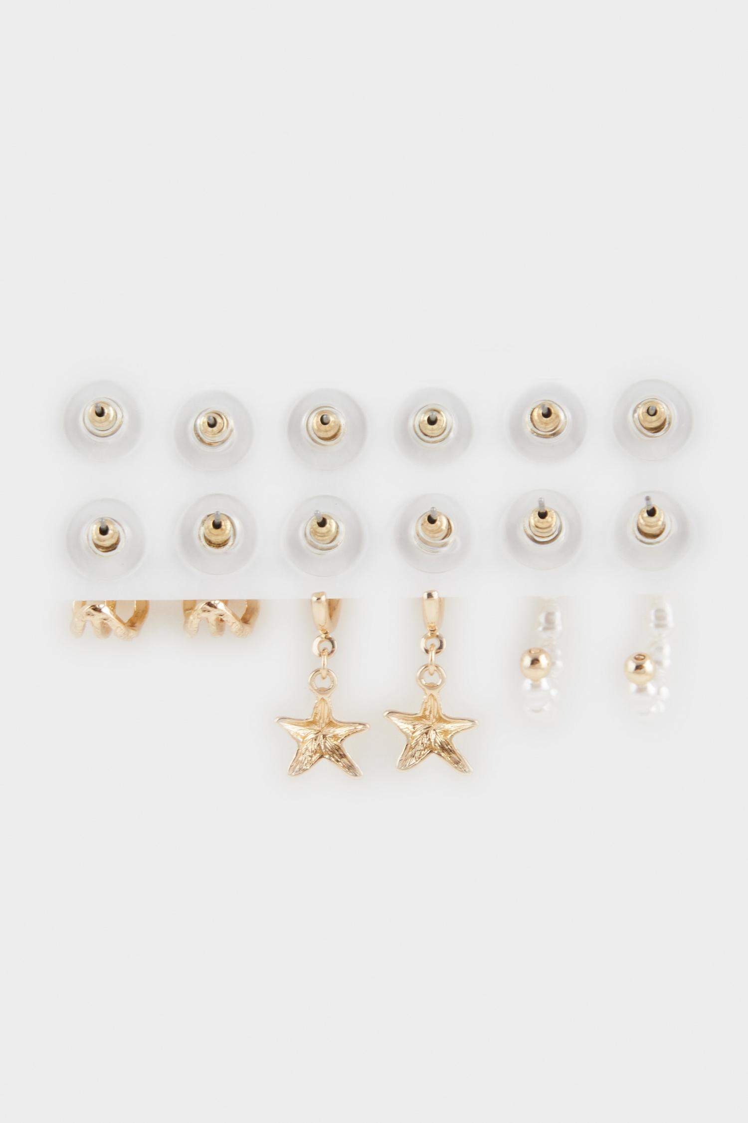 Woman 6 Piece Gold Earringss