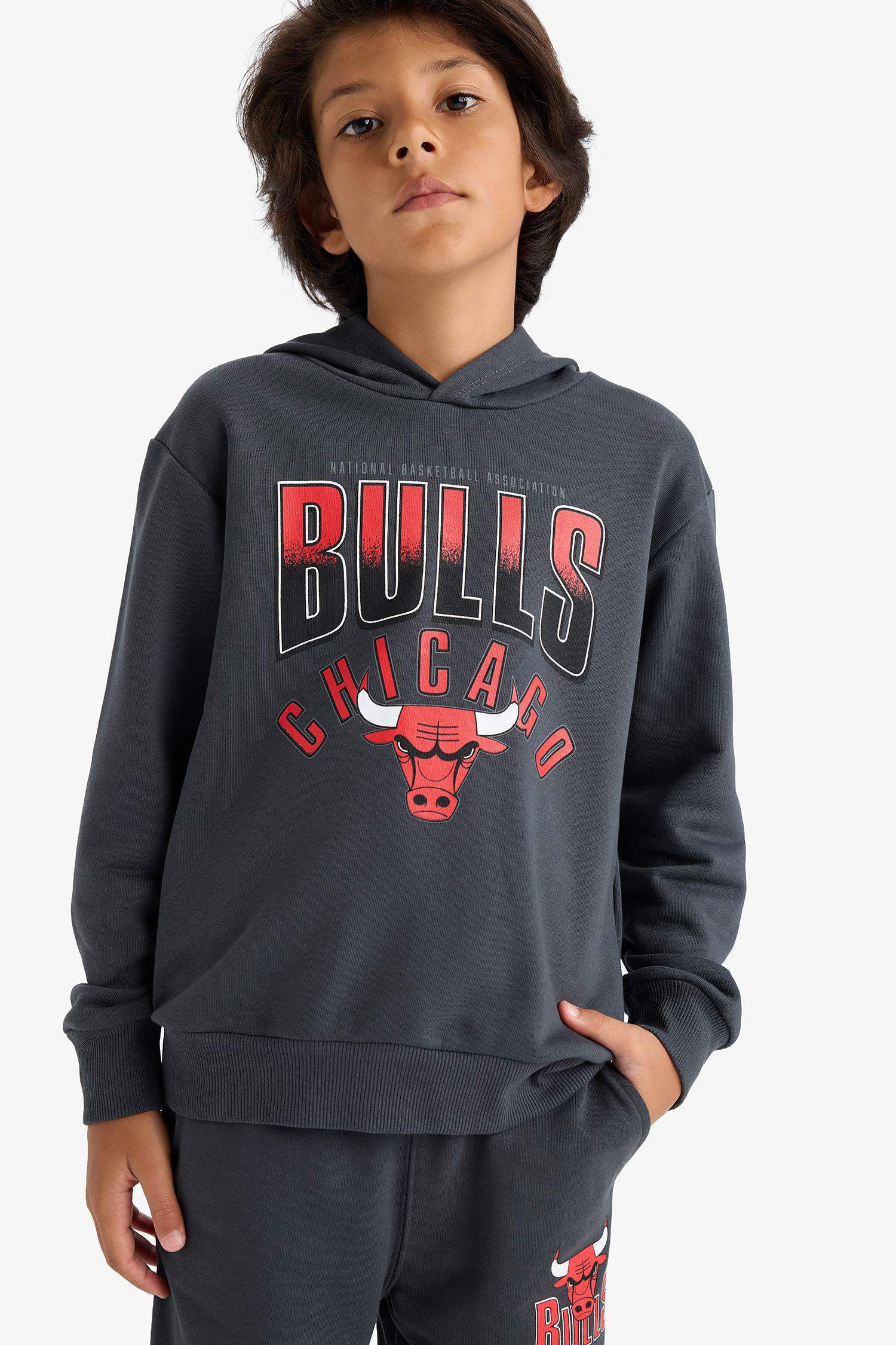 Erkek Çocuk NBA Chicago Bulls Kapüşonlu Sweatshirt