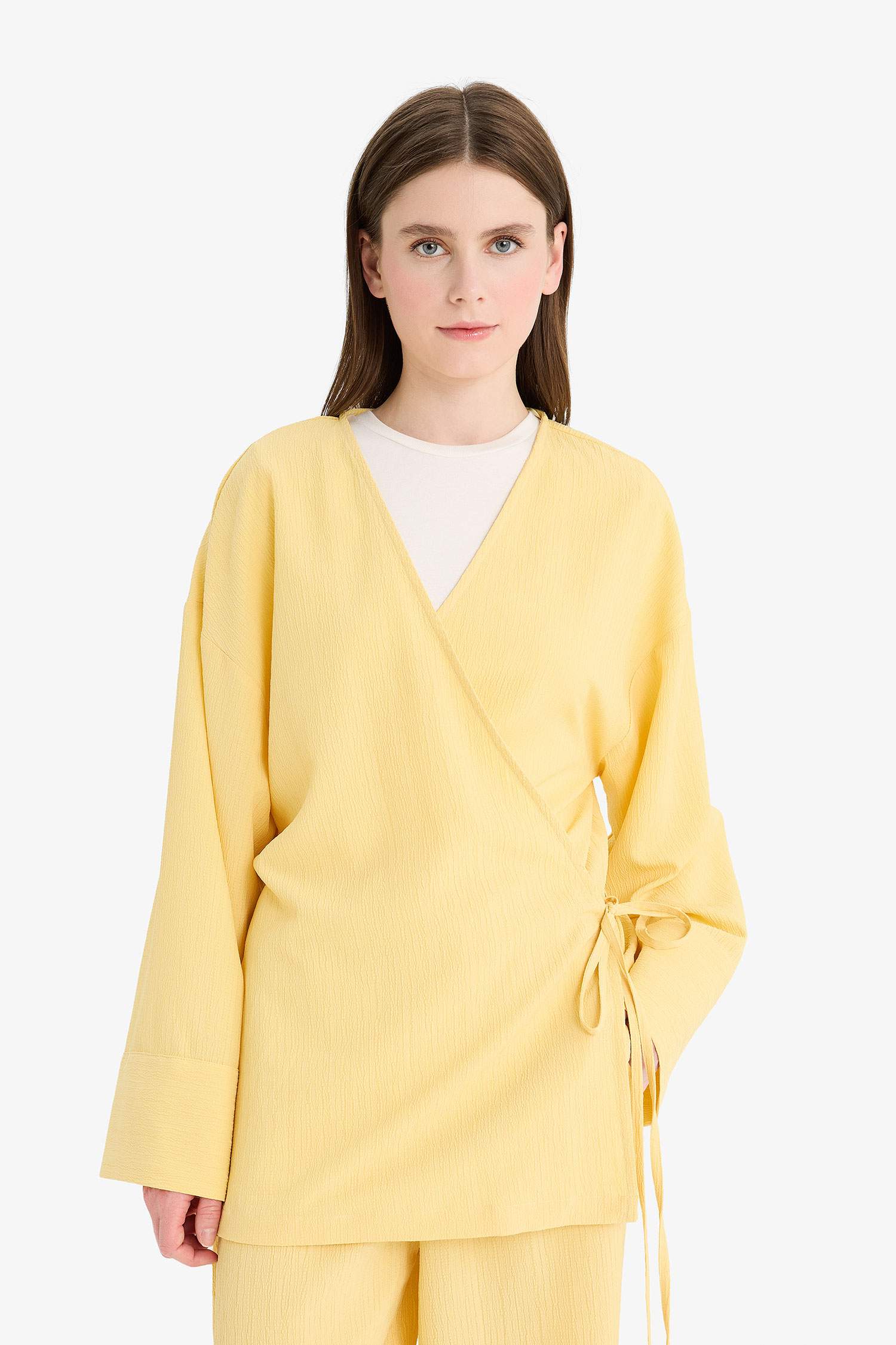 Relax Fit Gofre Textured Kimono Trousers 2 Piece Set