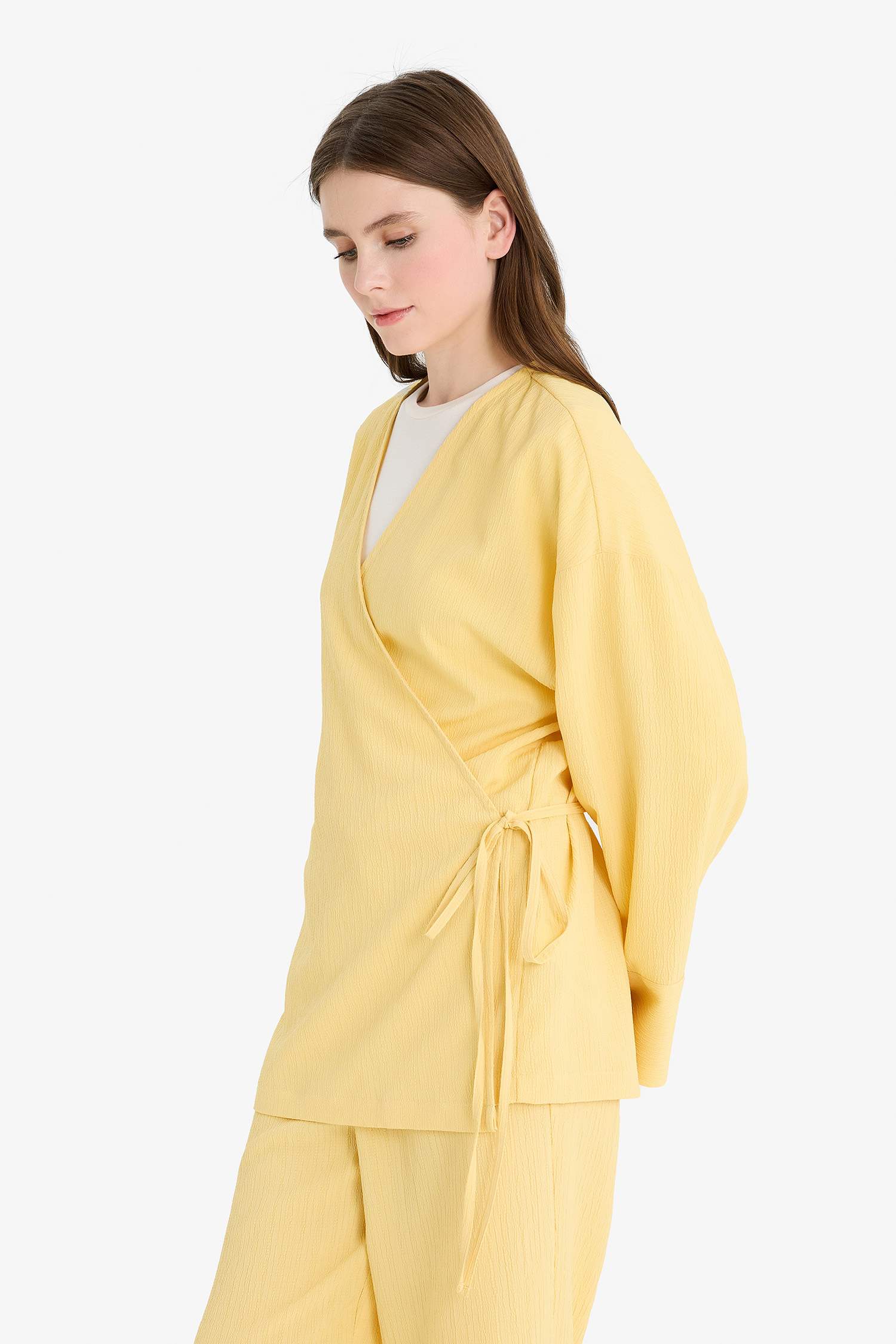 Relax Fit Gofre Textured Kimono Trousers 2 Piece Set