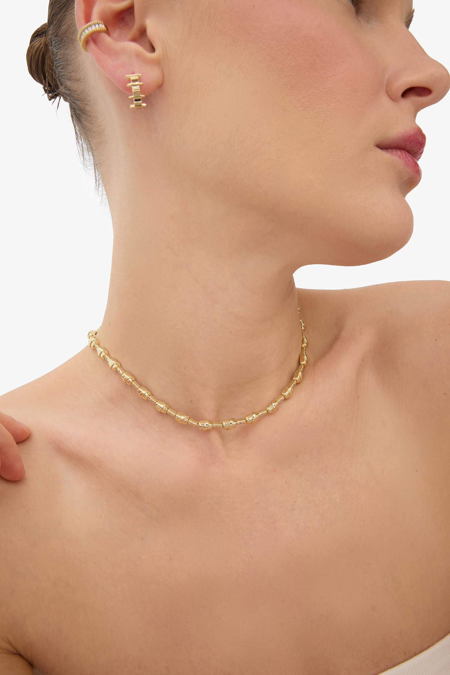 Reis x DeFacto 14 Ayar Altın Kaplama Brilla Duo Kadın 2'li Gold Küpe ve Kıkırdak Küpesi