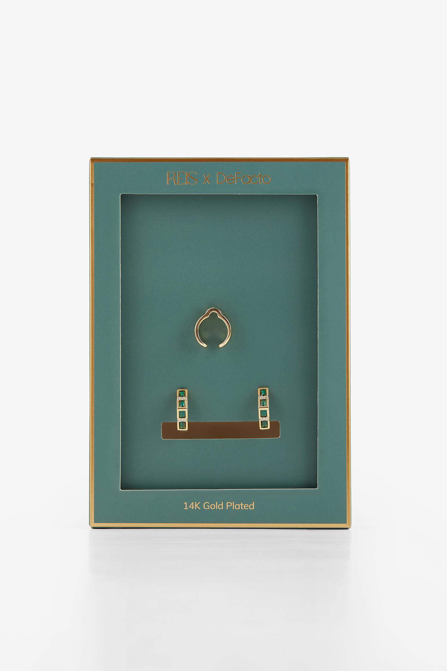 Reis x DeFacto 14K Gold Plated Grada Duo Woman 2 Piece Earrings