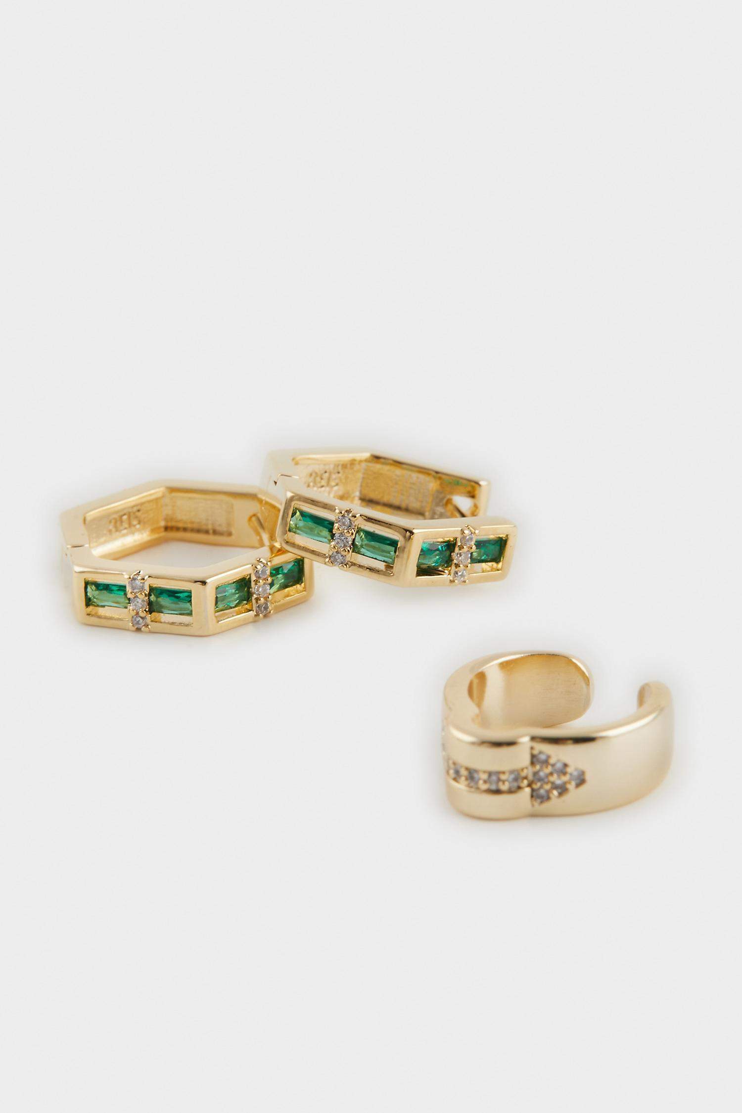 Reis x DeFacto 14K Gold Plated Grada Duo Woman 2 Piece Earrings