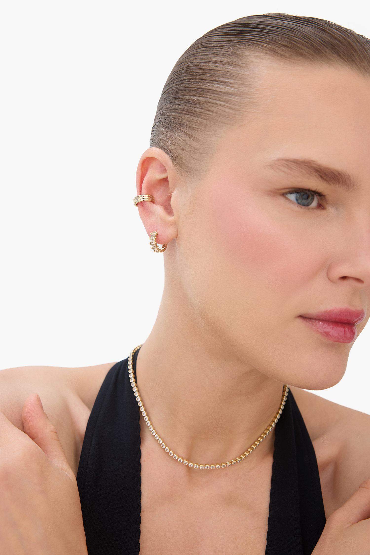 حلق نسائي مطلية بالذهب عيار 14 - قطعتين