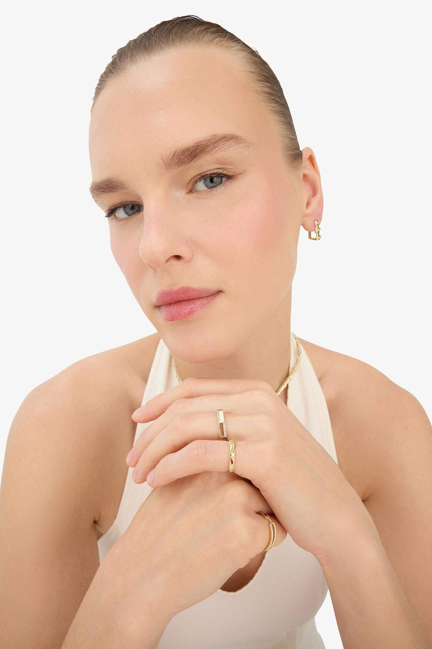 Reis x DeFacto 14 Ayar Altın Kaplama Tria Memoria Kadın 3'lü Gold Yüzük