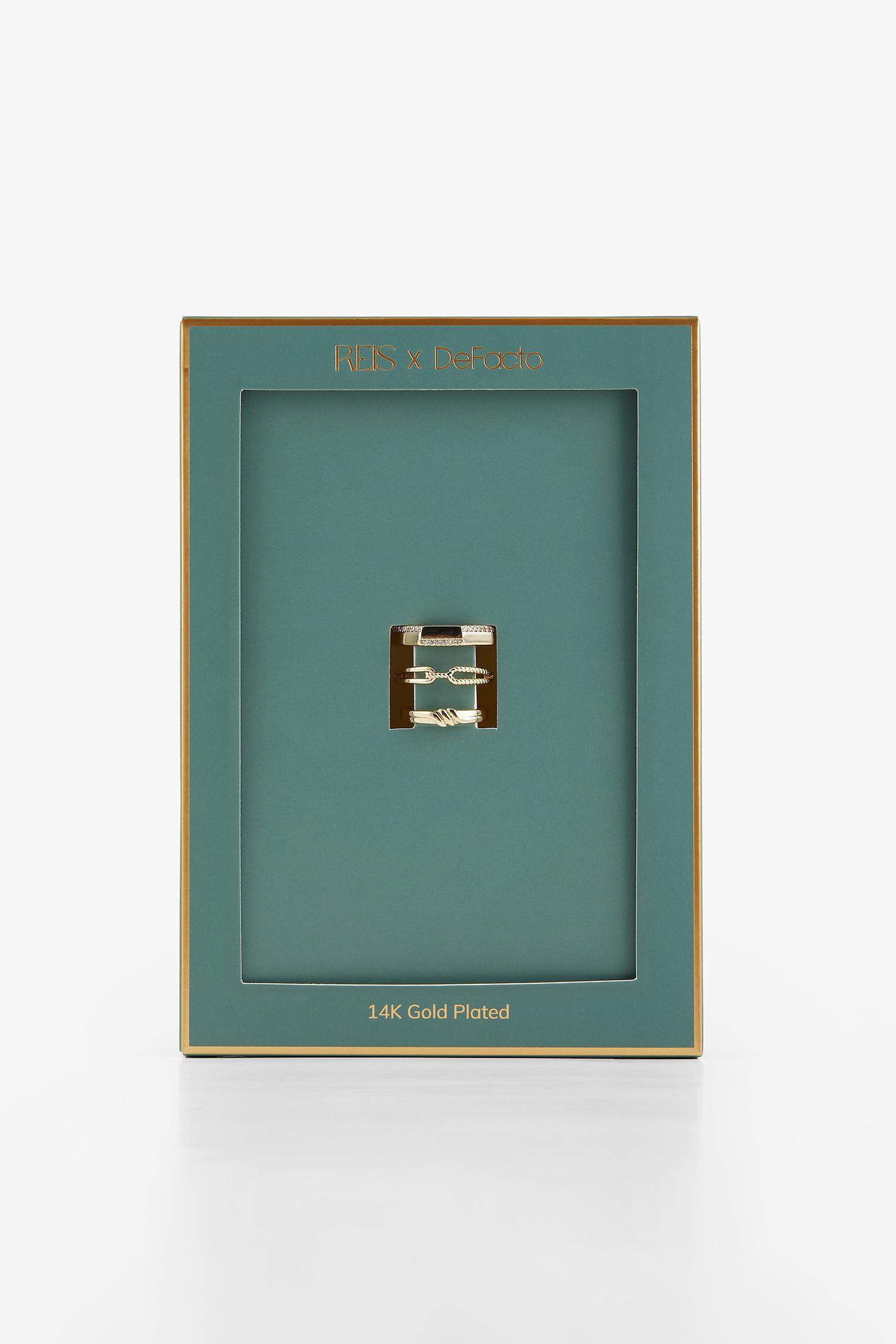 Reis x DeFacto 14 Ayar Altın Kaplama Tria Memoria Kadın 3'lü Gold Yüzük