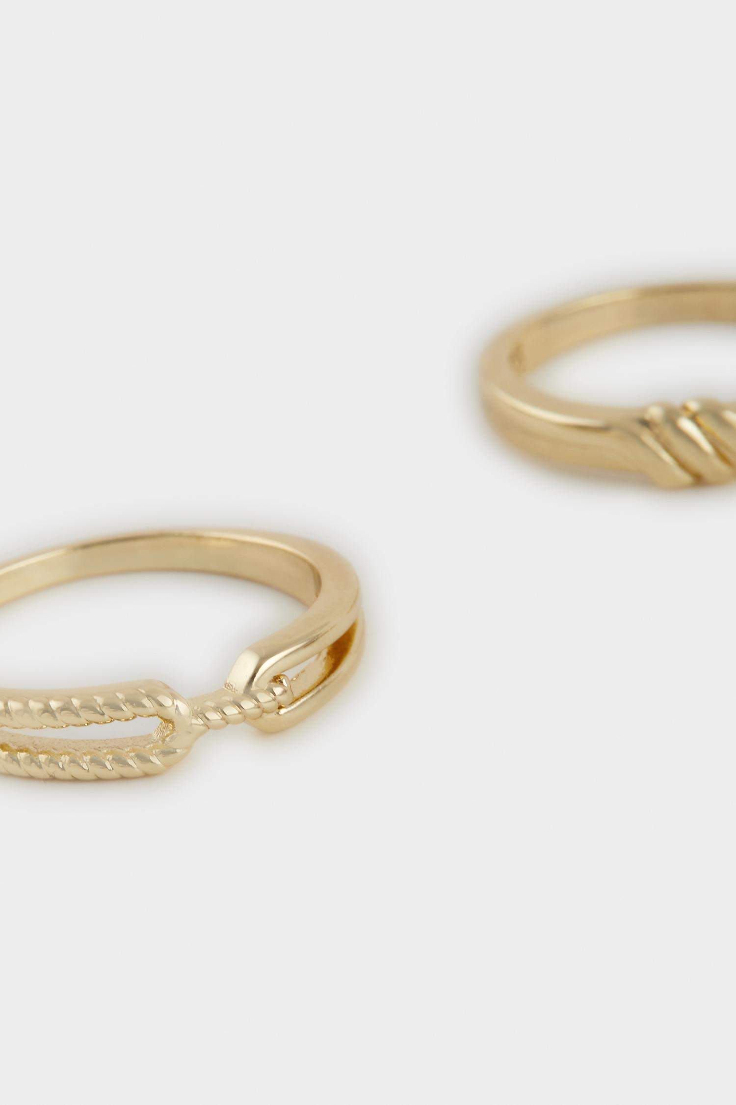 Reis x DeFacto 14 Ayar Altın Kaplama Tria Memoria Kadın 3'lü Gold Yüzük