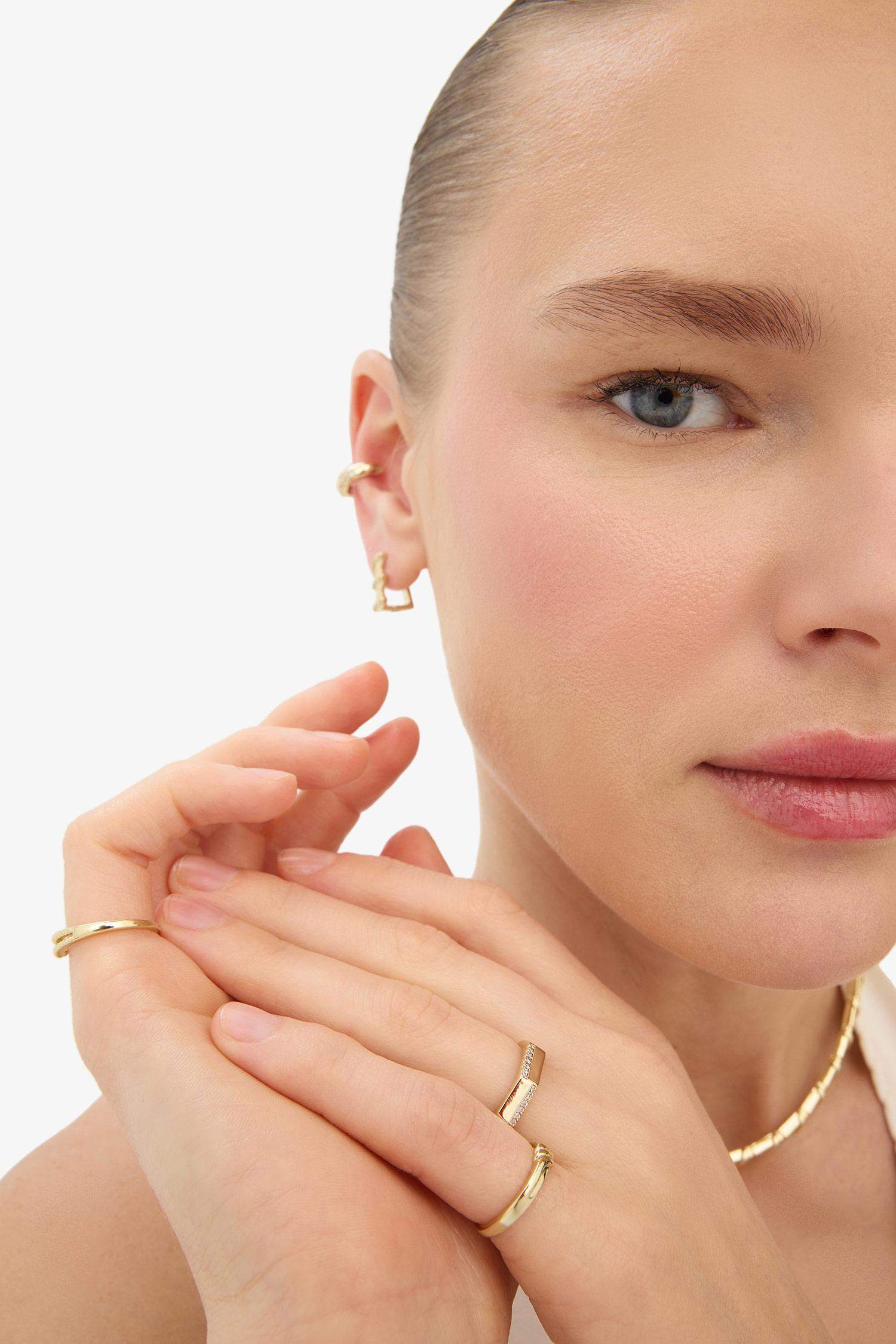 Reis x DeFacto 14 Ayar Altın Kaplama Tria Memoria Kadın 3'lü Gold Yüzük