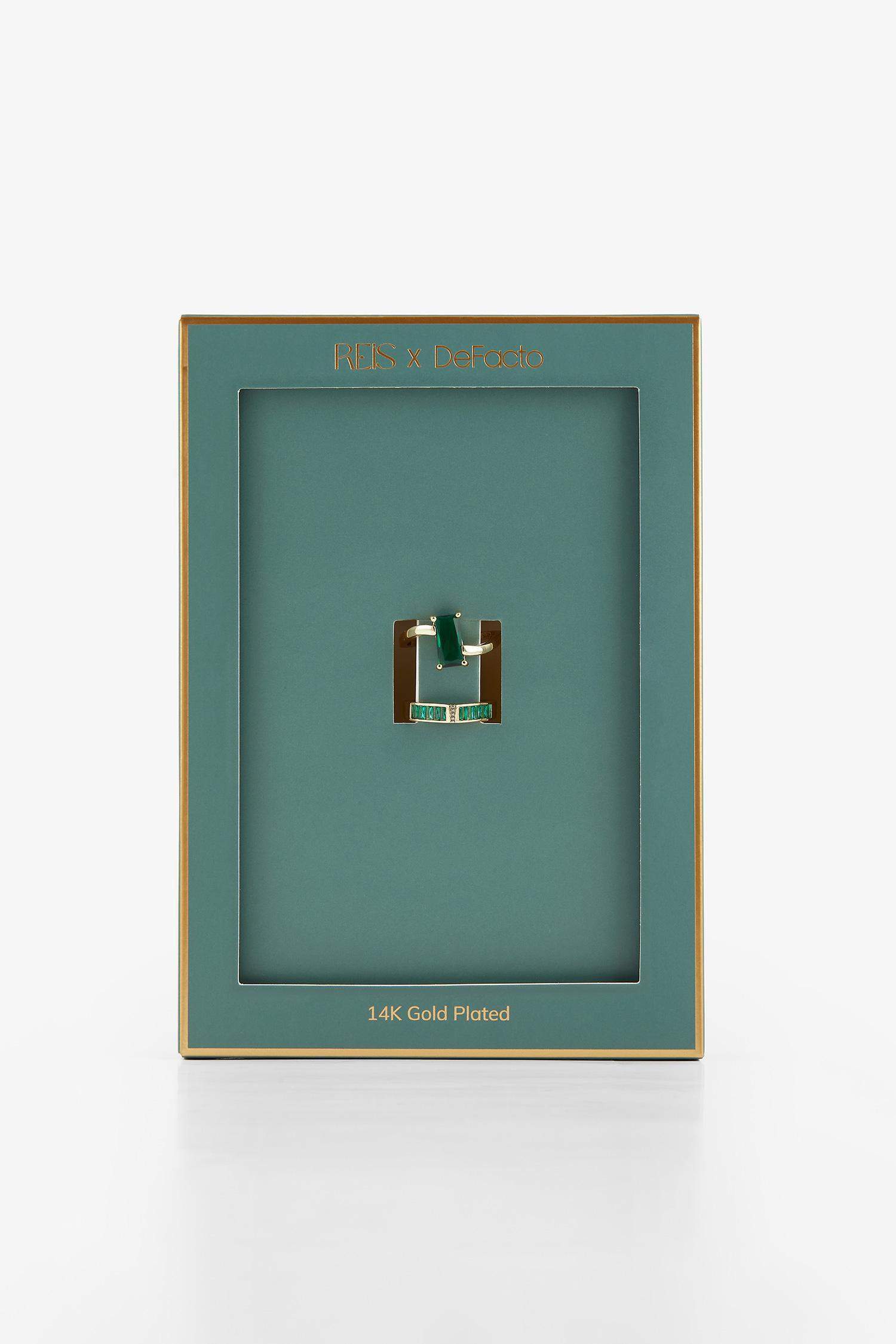 Reis x DeFacto 14K Gold Plated Grassy Shine Woman 2 Piece Gold Rings