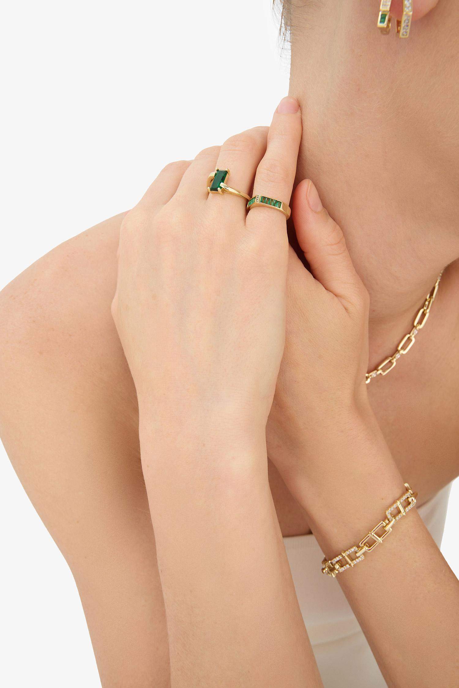 Reis x DeFacto 14K Gold Plated Grassy Shine Woman 2 Piece Gold Rings