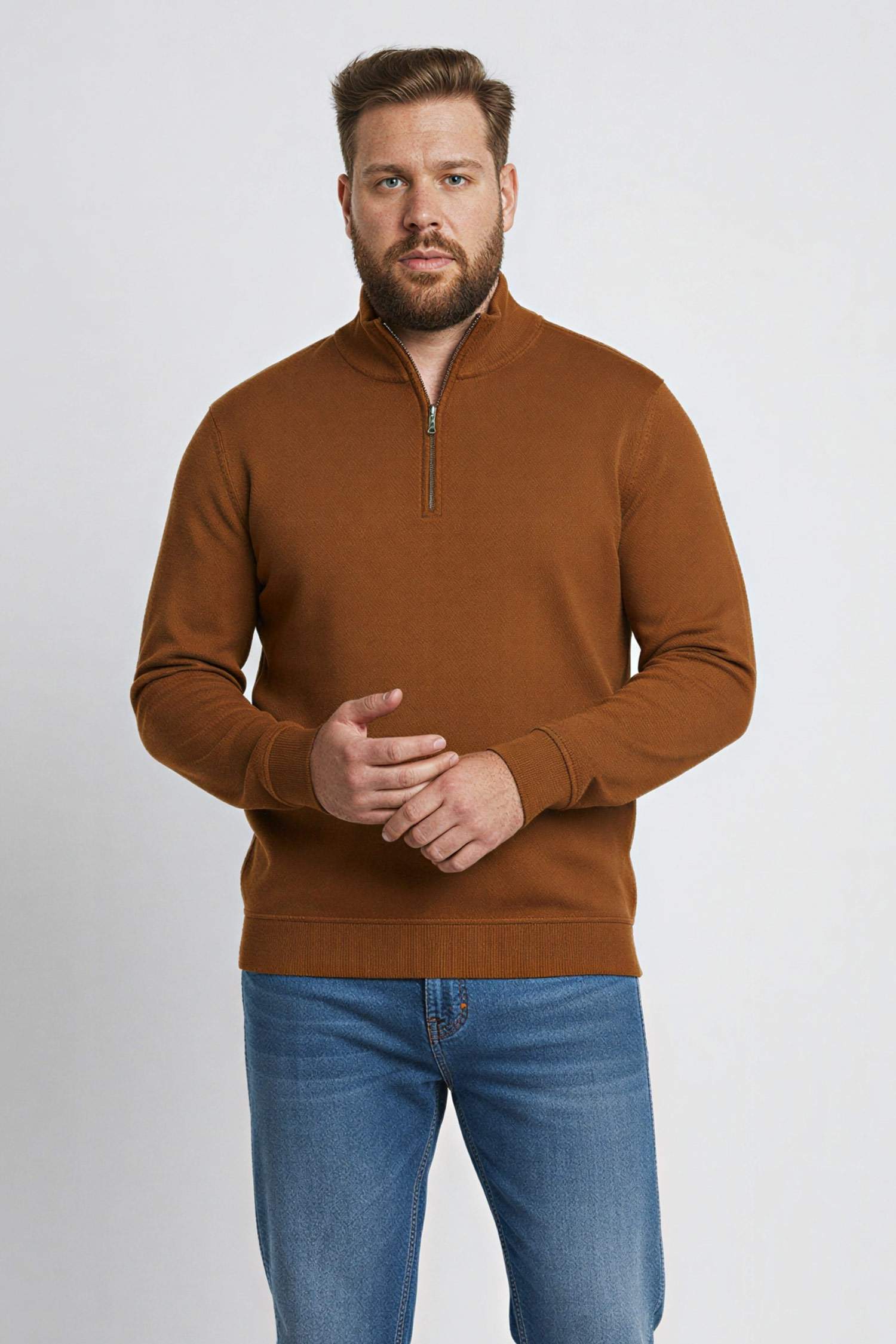 Regular Fit Yarım Balıkçı Yaka Fermuarlı Kalın Sweatshirt