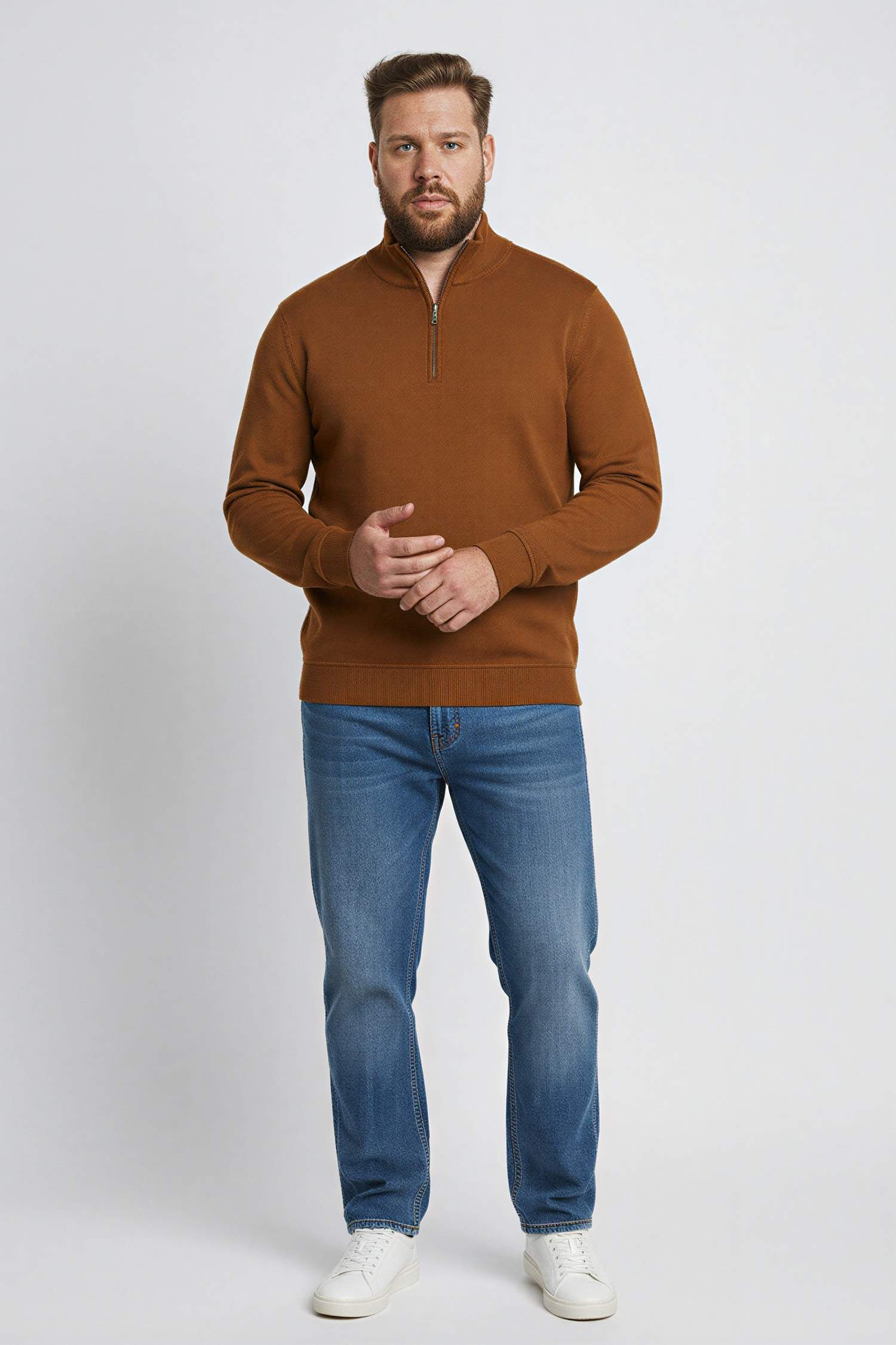 Regular Fit Yarım Balıkçı Yaka Fermuarlı Kalın Sweatshirt